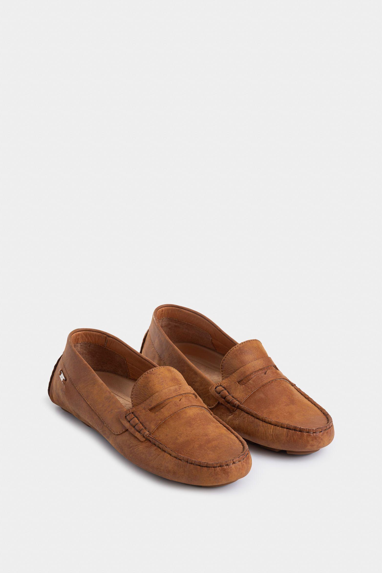 Mocasines Manchester de cuero para mujer detalle folia miel-1