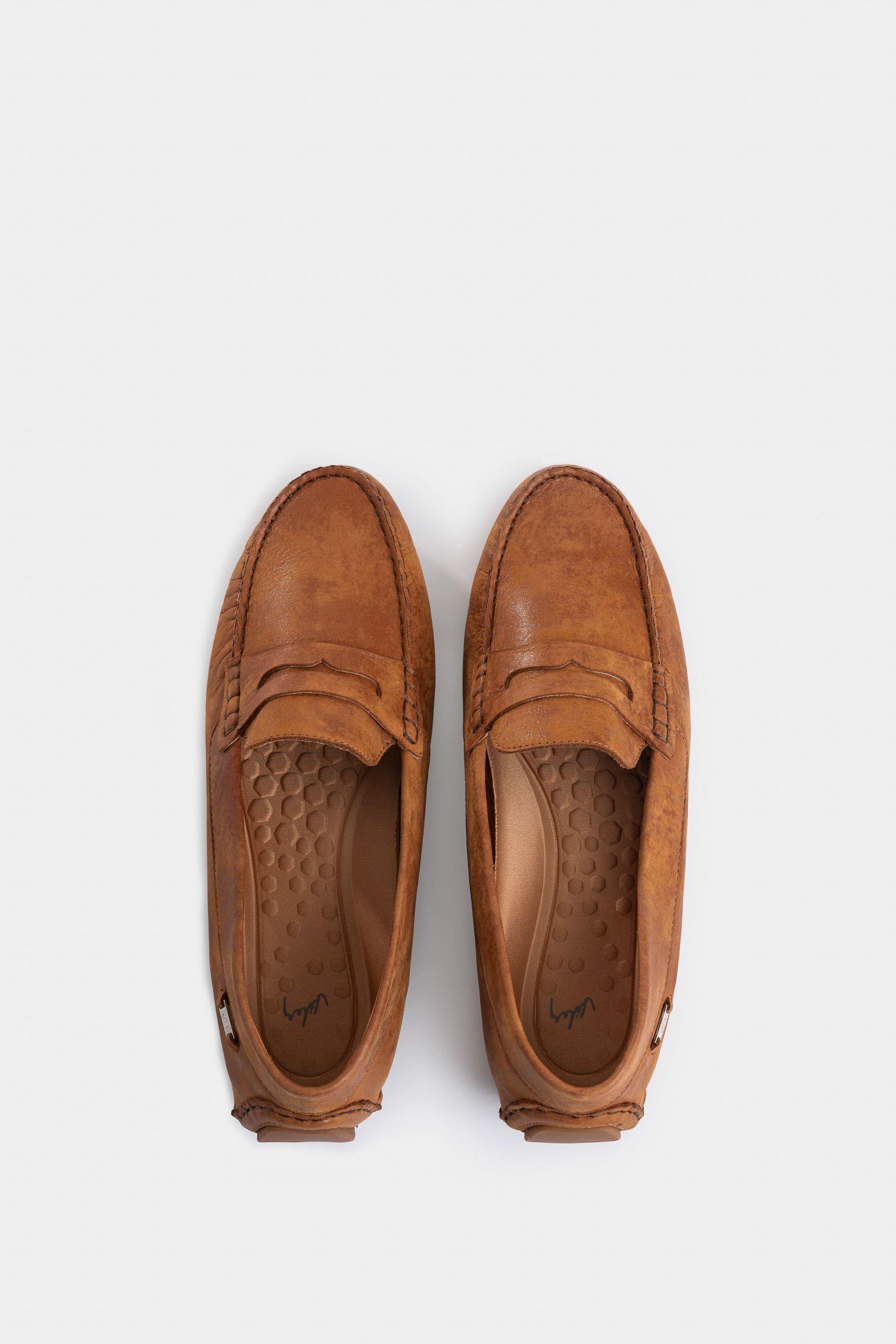 Mocasines Manchester de cuero para mujer detalle folia miel-3