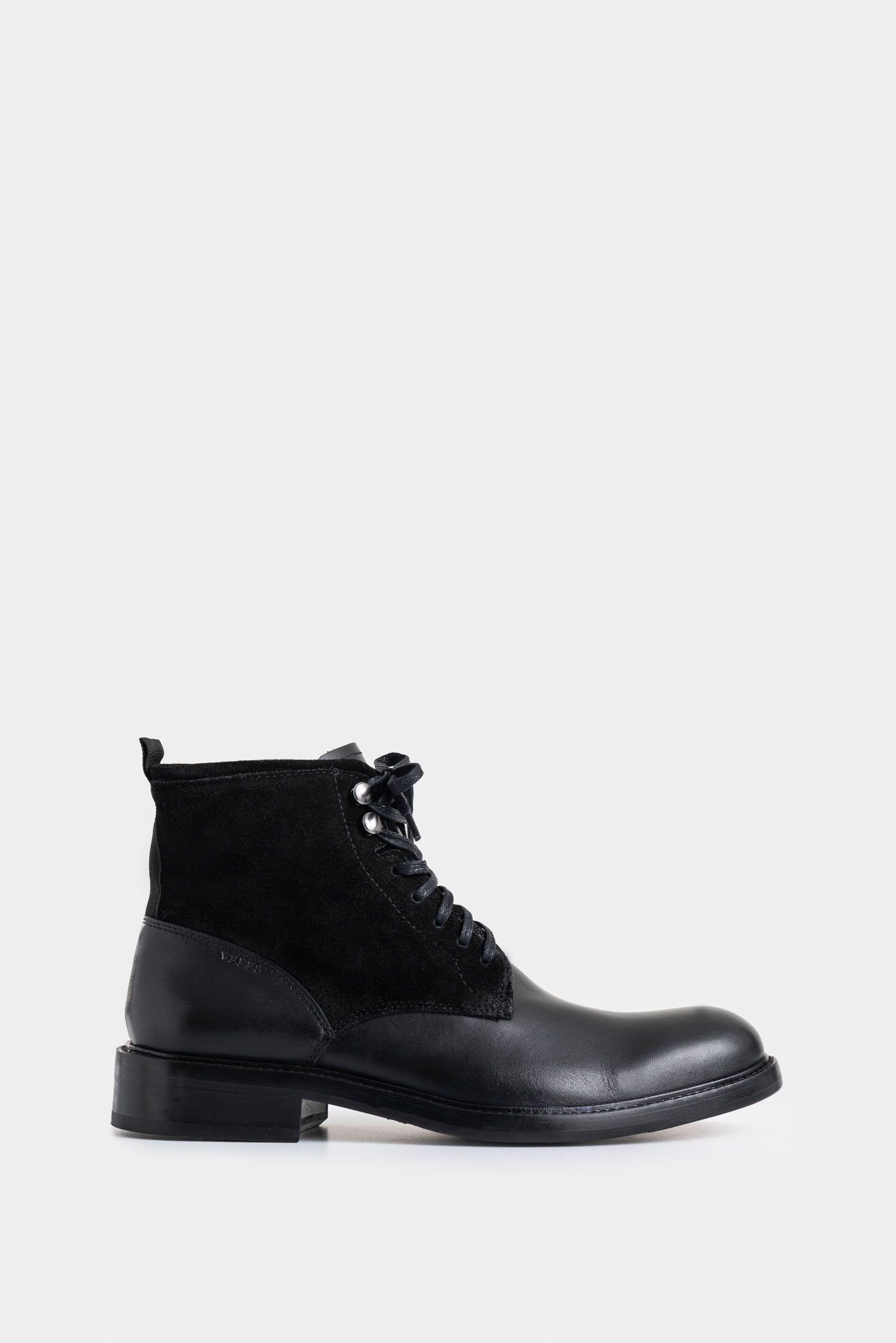 Botas solar de cuero para hombre combinación de texturas negro-0