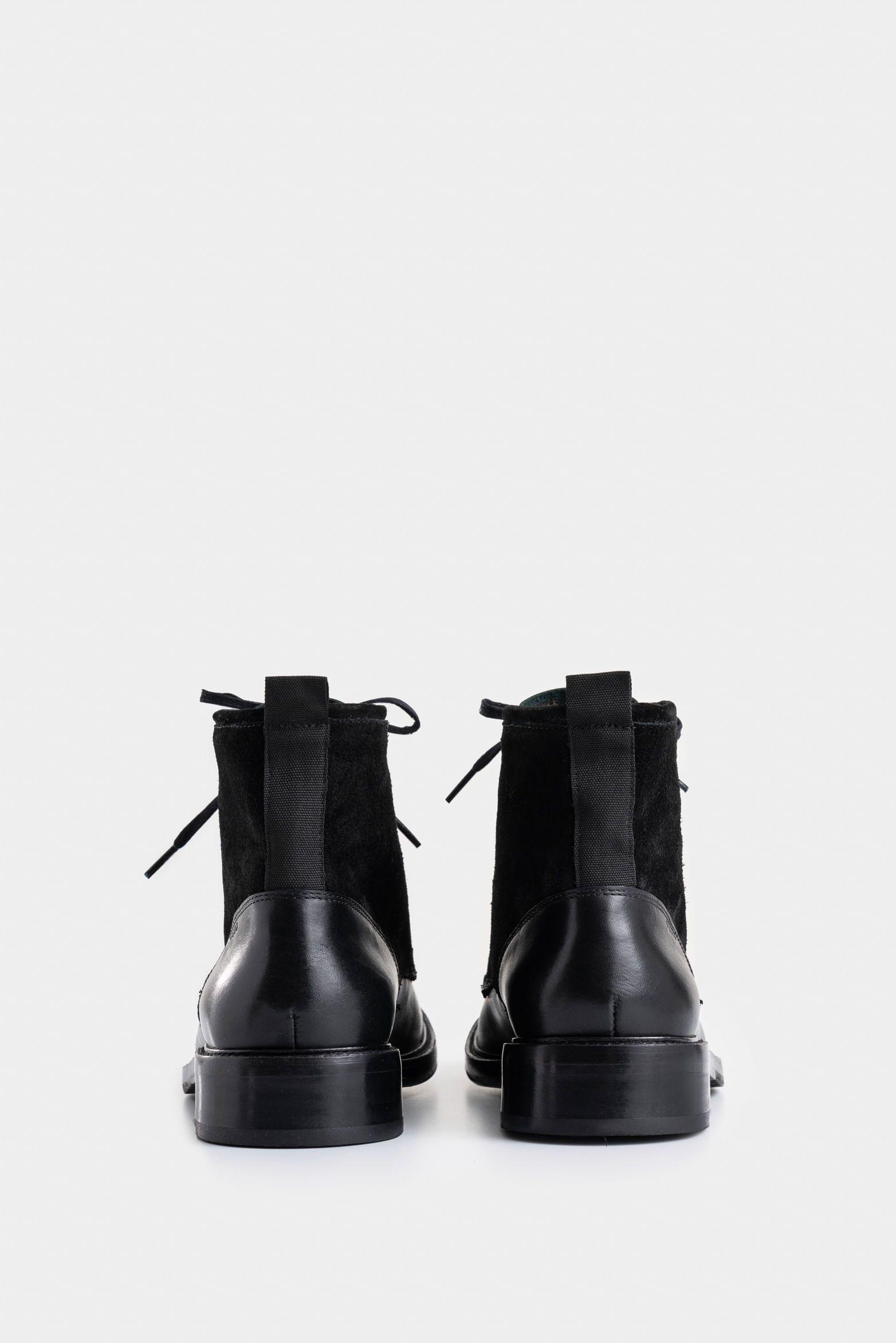 Botas solar de cuero para hombre combinación de texturas negro-2