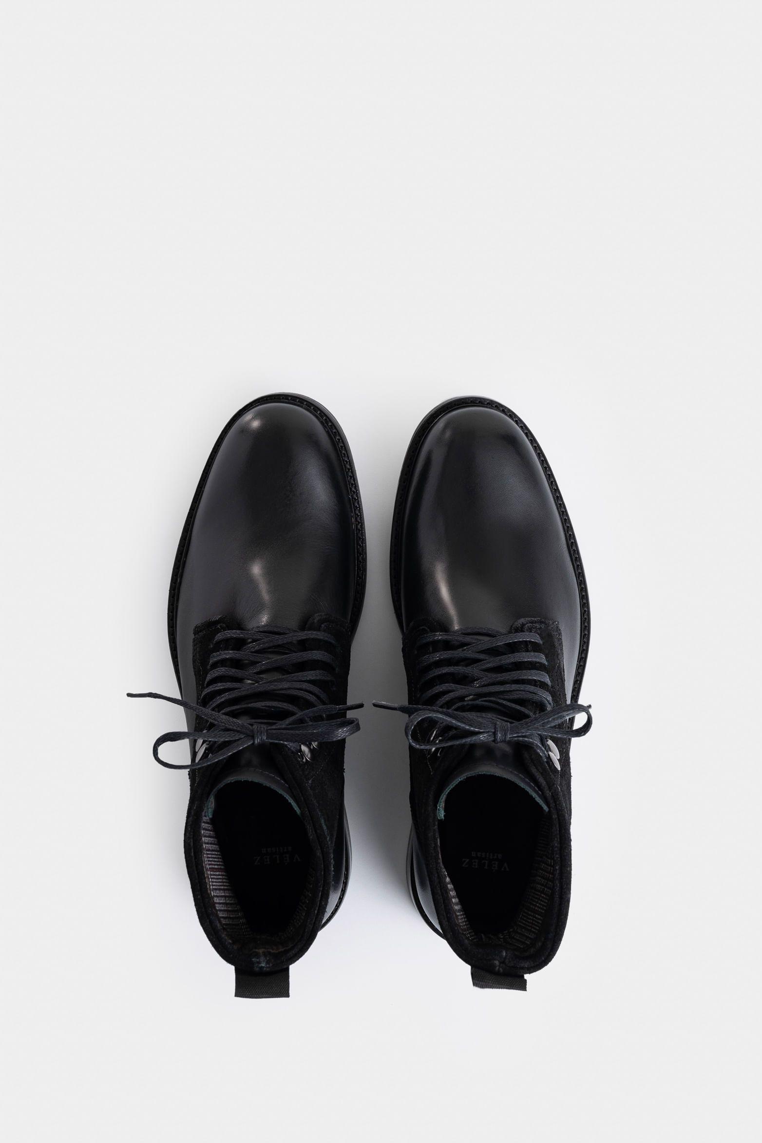 Botas solar de cuero para hombre combinación de texturas negro-3