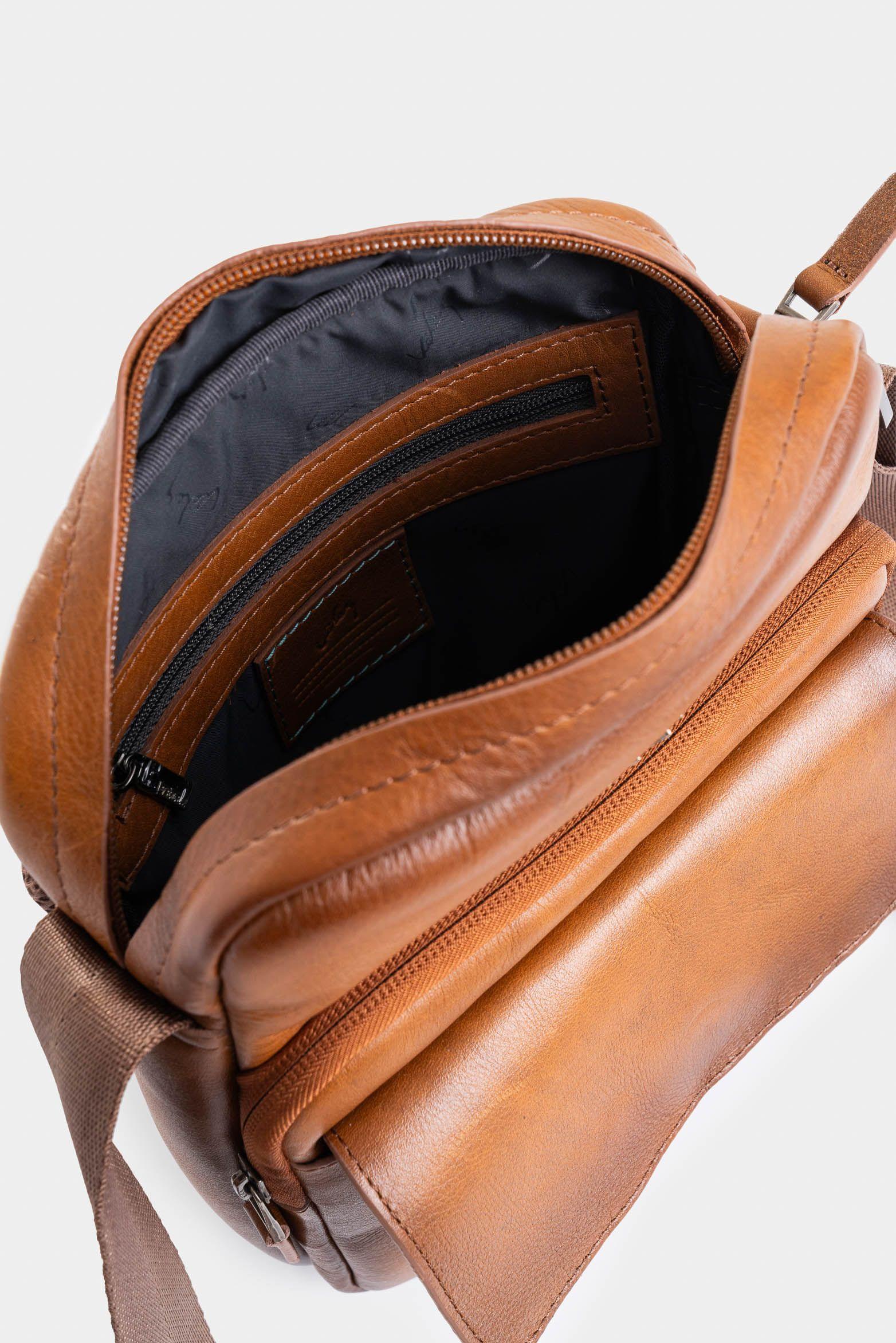 Vélez Manos Libres Alava 3 Cuero Y Lona Hombre Vertical Miel-4