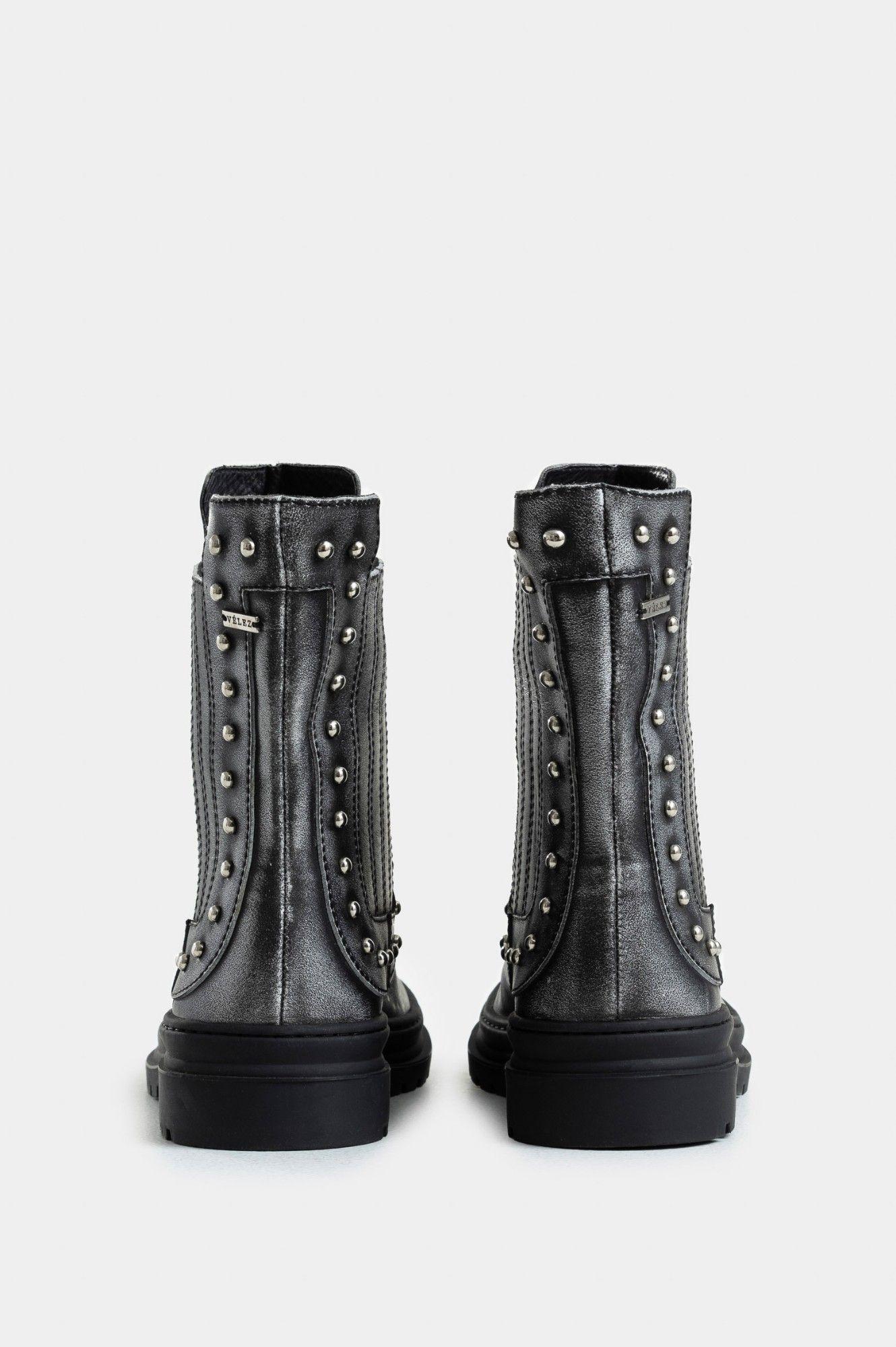 Vélez Botines Chelsea Begonia Cuero Brush Off Mujer Gris-2