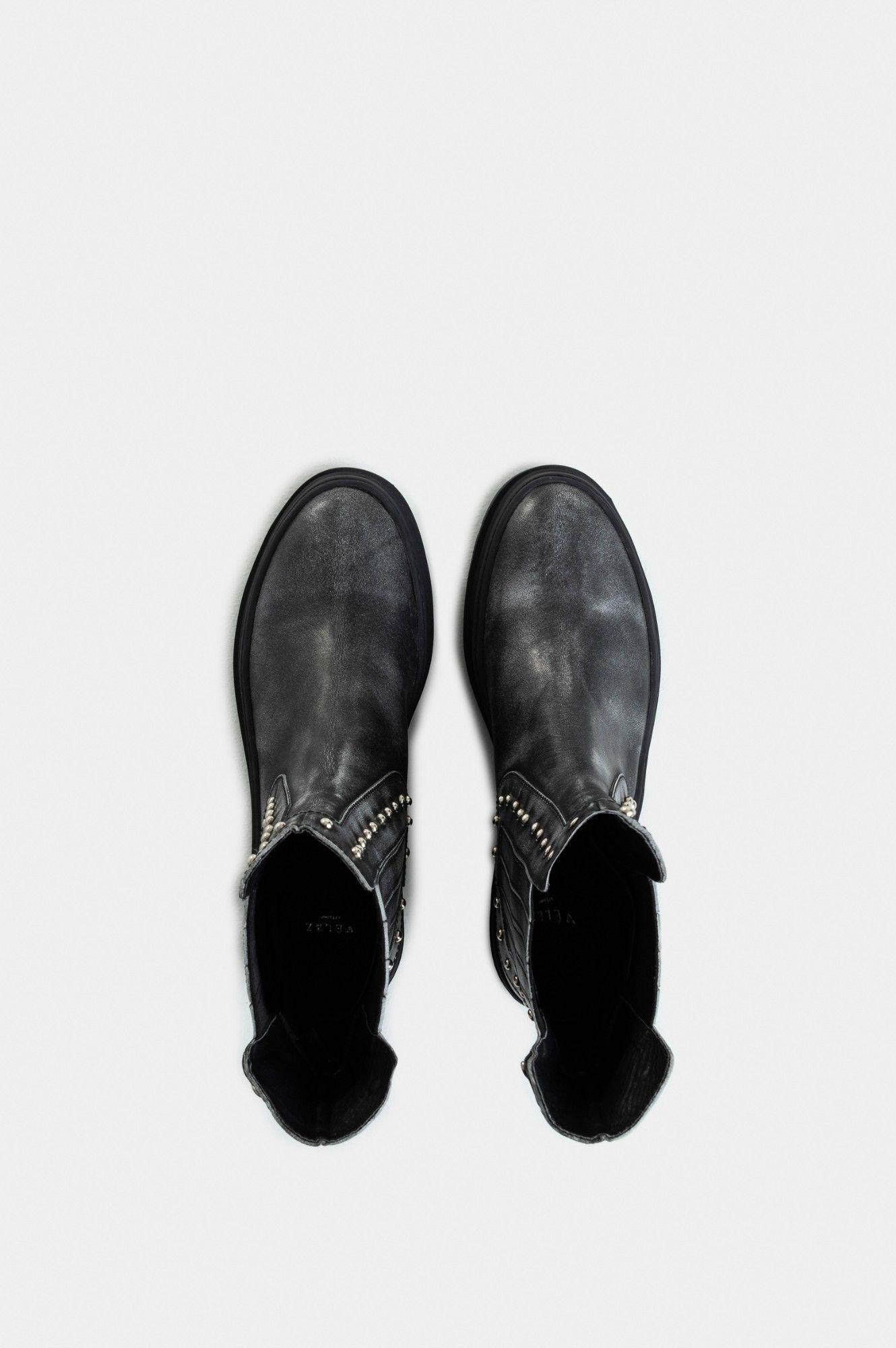 Vélez Botines Chelsea Begonia Cuero Brush Off Mujer Gris-3