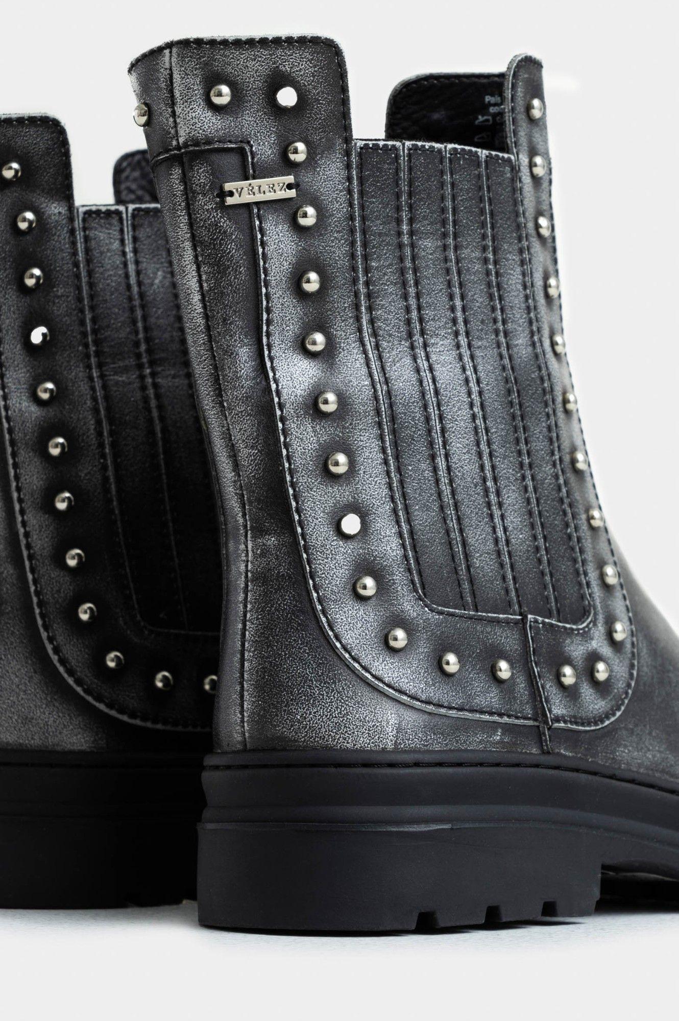 Vélez Botines Chelsea Begonia Cuero Brush Off Mujer Gris-4