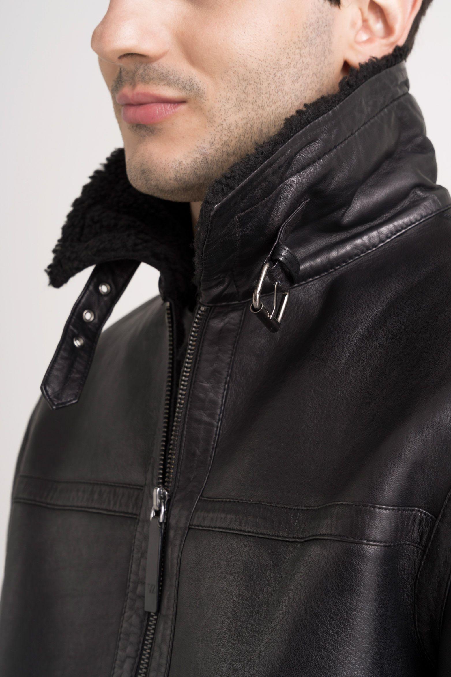 Vélez Chaqueta Atrani De Cuero Hombre Semi Ajustada Negro-2