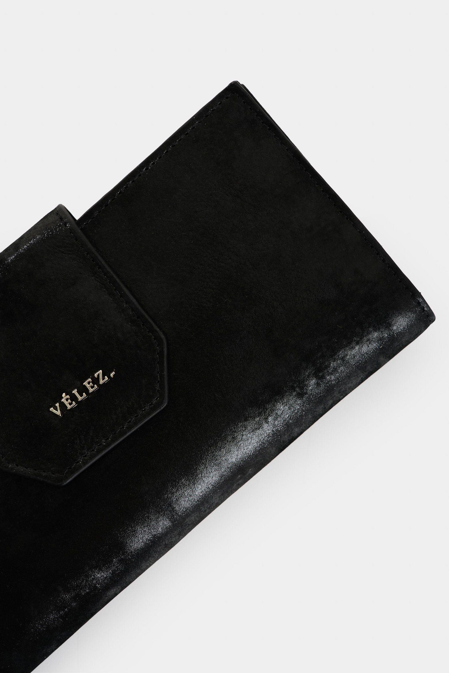 Vélez Billetera Porta Chequera De Cuero Mujer Jade Negro-4