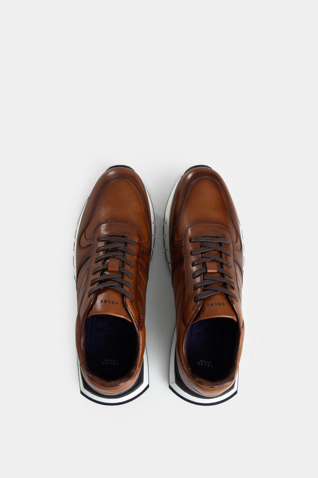 Vélez Zapatillas Iris Cuero Hombre Costuras Laterales Miel-3
