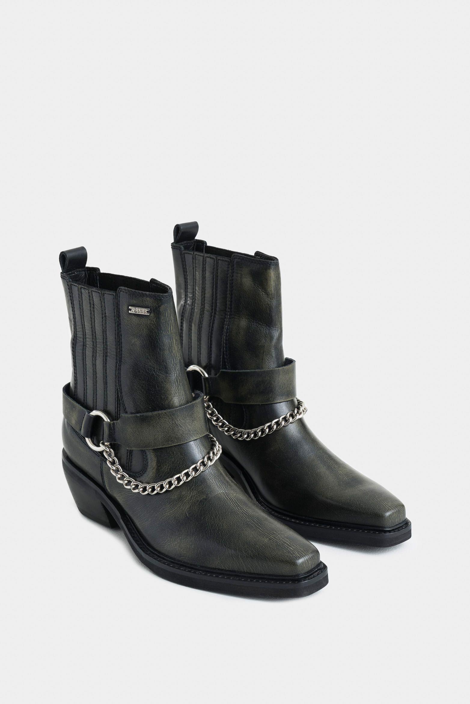 Botines teanos aurora de cuero para mujer brush off Verde-1