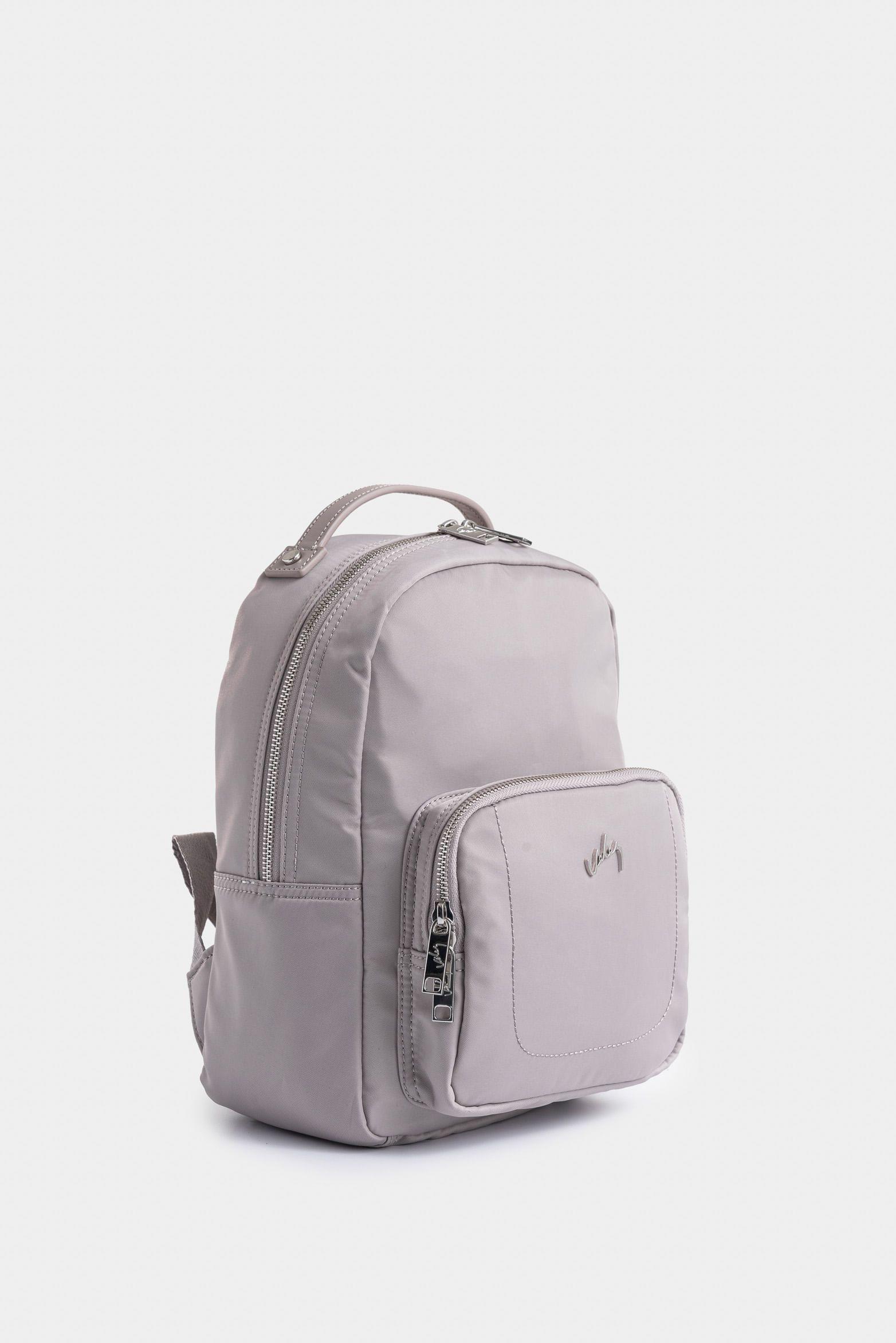 Morral Púrpura pequeño de lona para mujer manija cuero gris-1