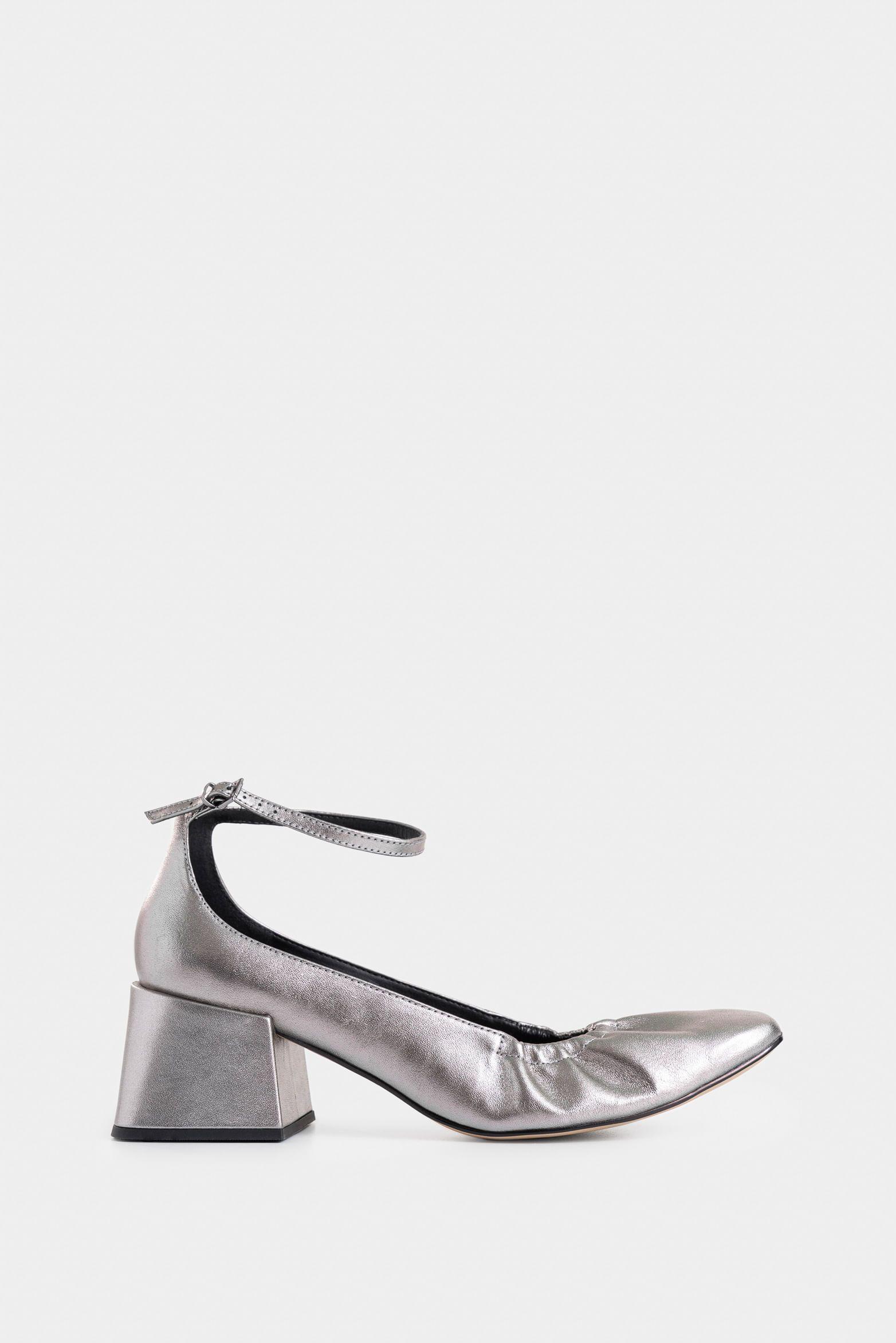 Vélez Zapato Taco Formal Altair Cuero Folia Mujer Amarre Al Tobillo Plata-0