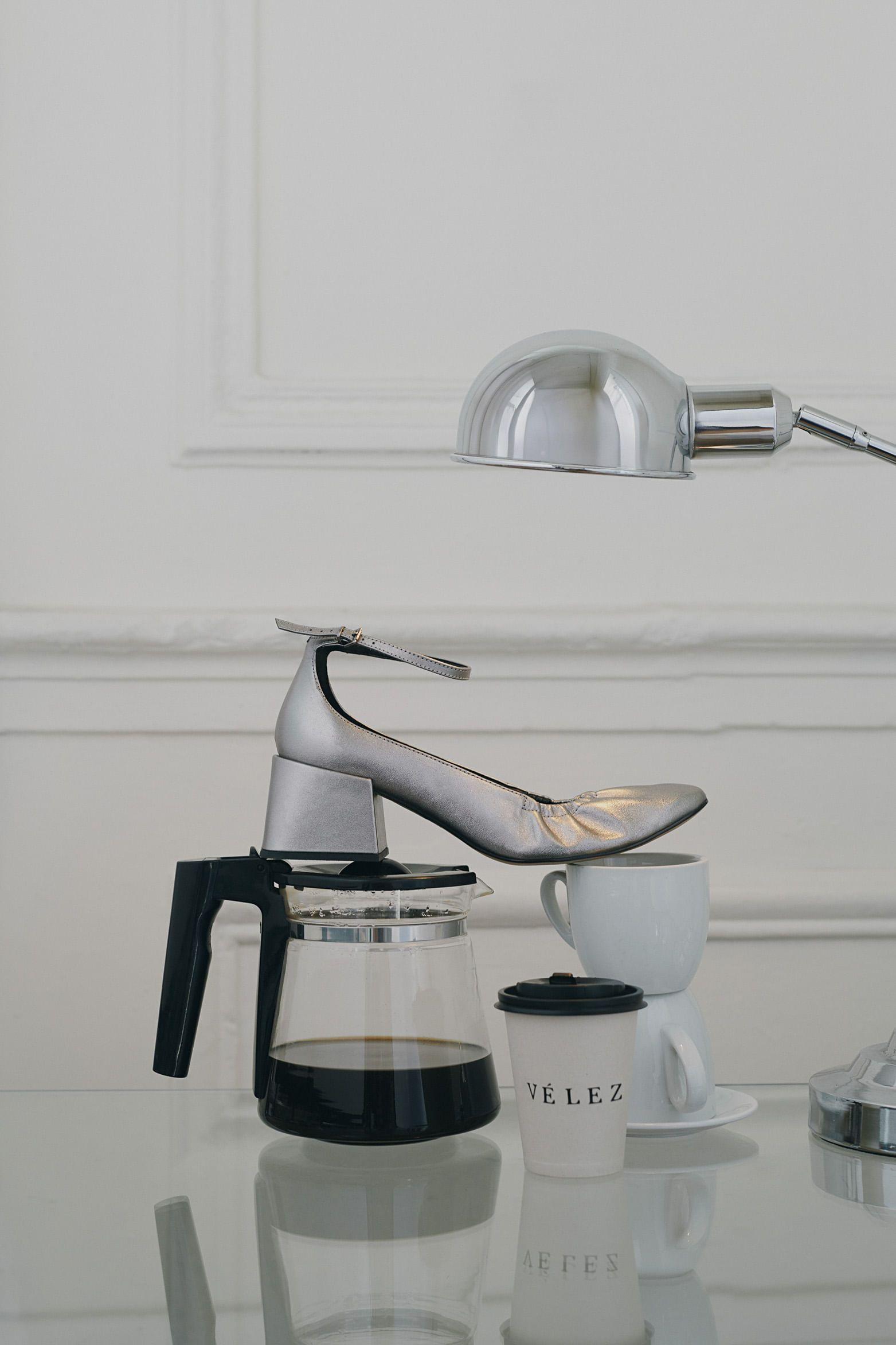 Vélez Zapato Taco Formal Altair Cuero Folia Mujer Amarre Al Tobillo Plata-5