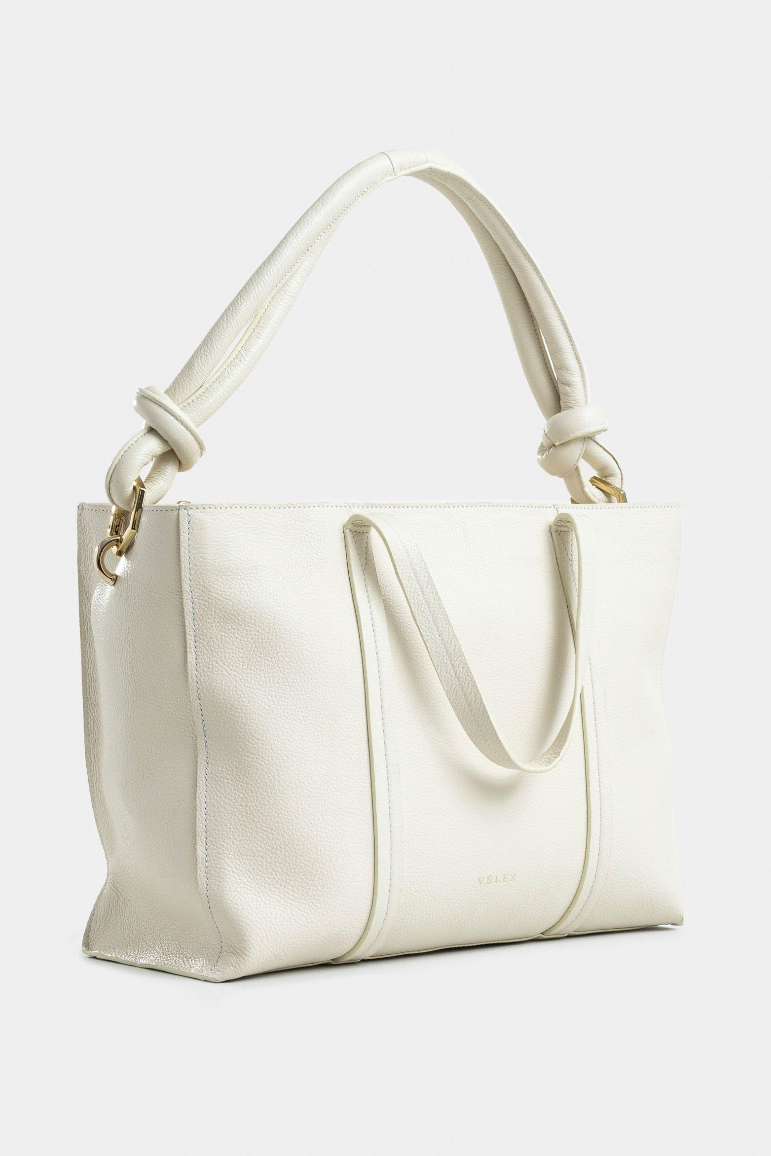 Shopping Mongui de cuero para mujer cargadera trenzada blanco-1