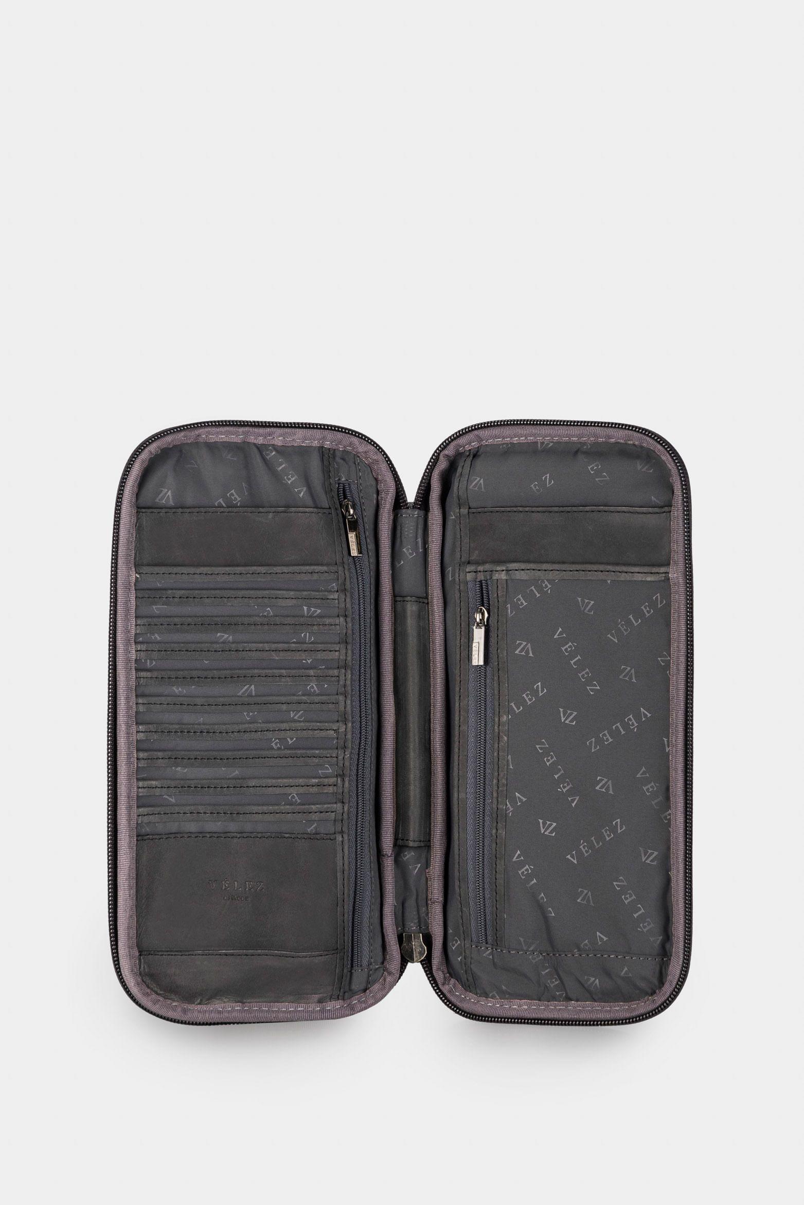 Vélez Porta Pasaporte De Cuero Para Hombre Ibis Negro-1