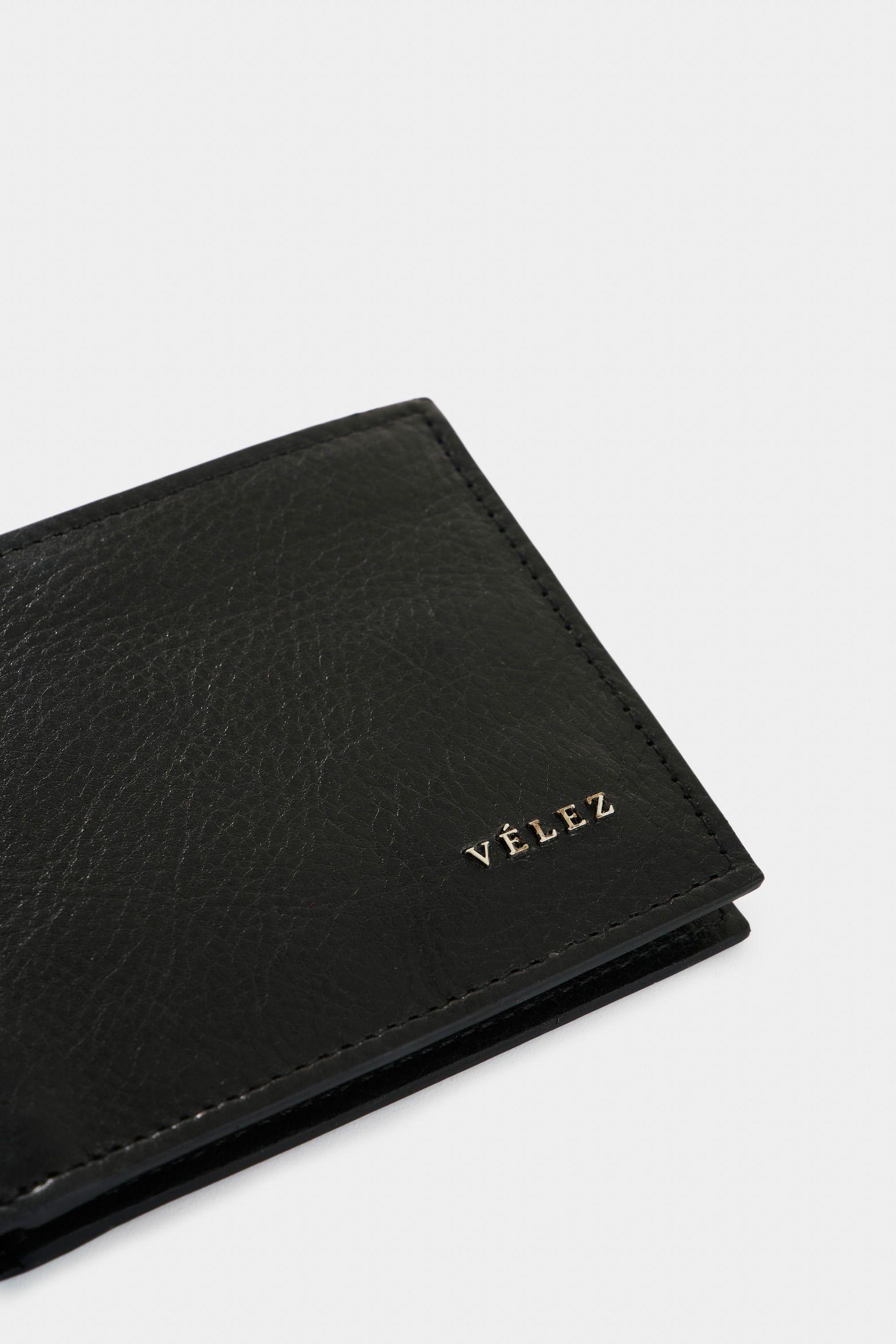 Vélez Billetera De Cuero Para Hombre Dalia Negro-3