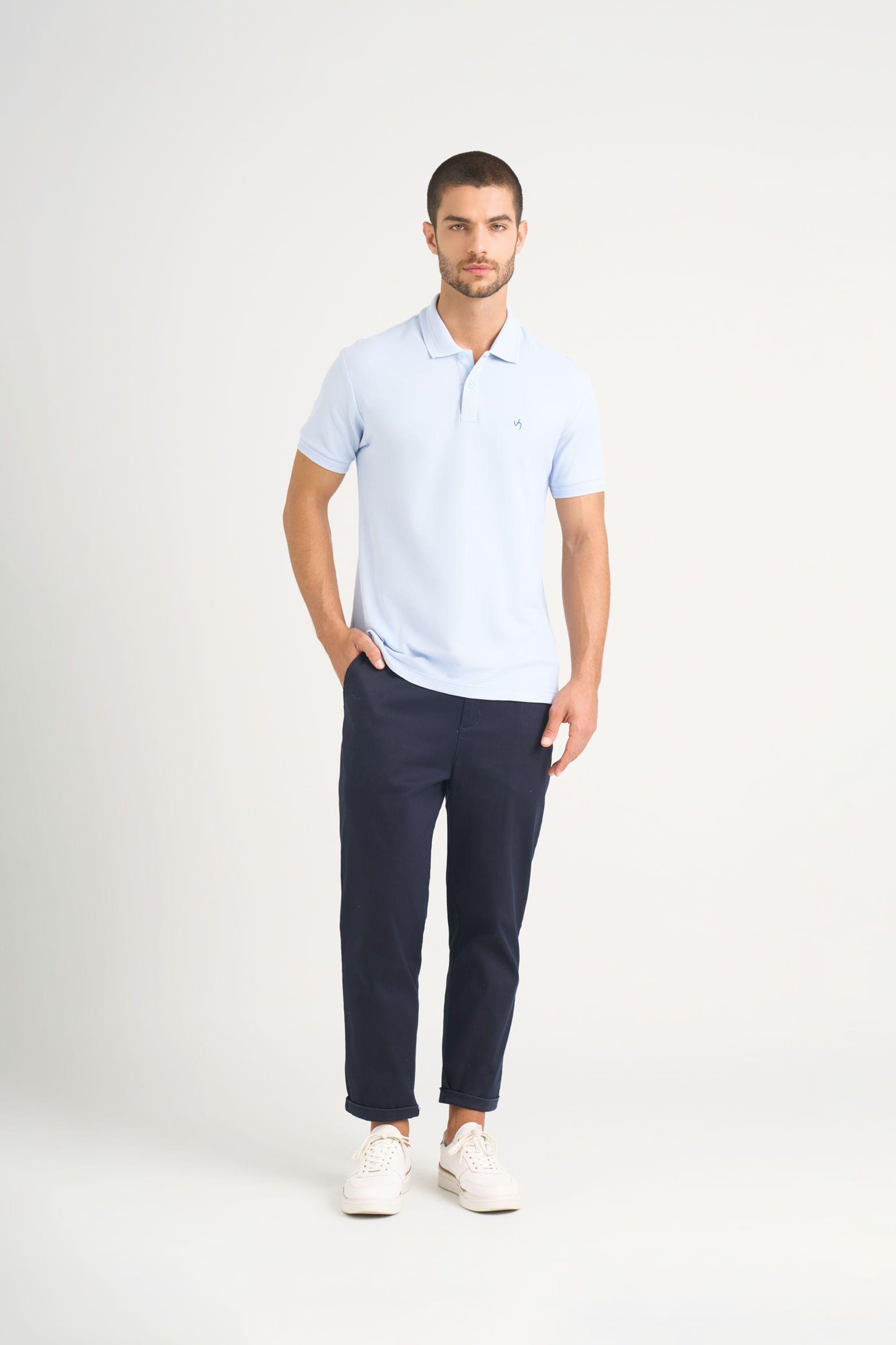 Vélez Polera Polo Summer  Hombre Semi Ajustada Azul Claro-1