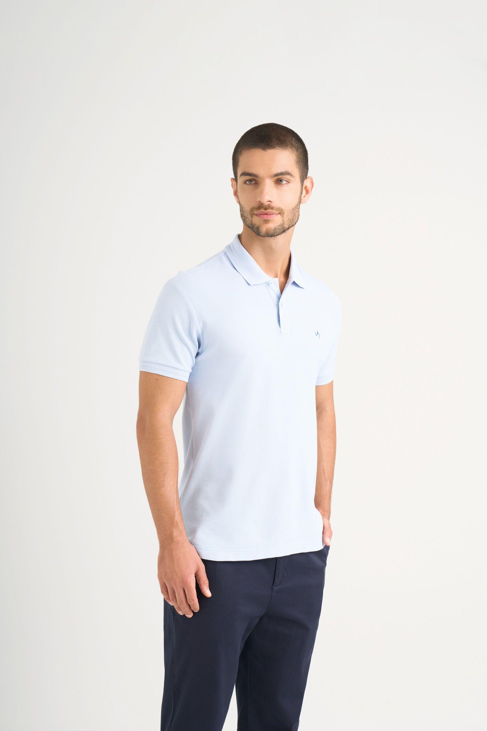 Vélez Polera Polo Summer  Hombre Semi Ajustada Azul Claro-3