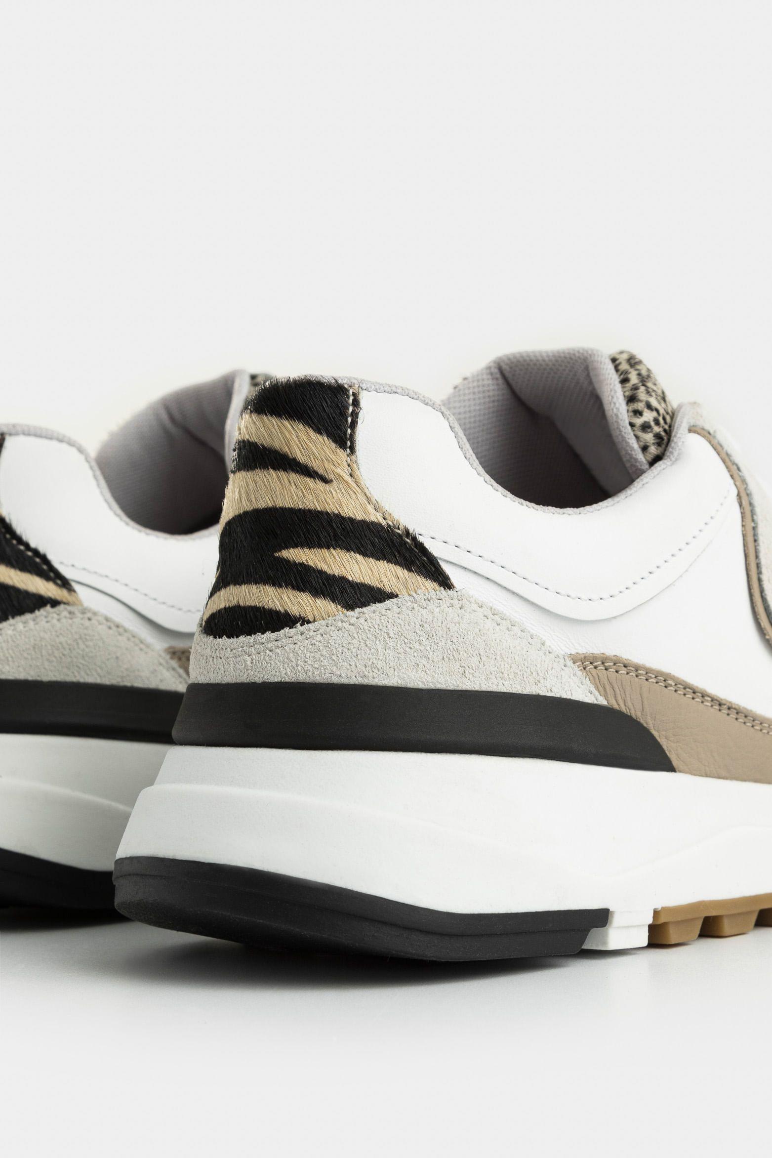 Vélez Zapatilla Tenis Iris De Cuero  Mujer Mini Print Blanco-4