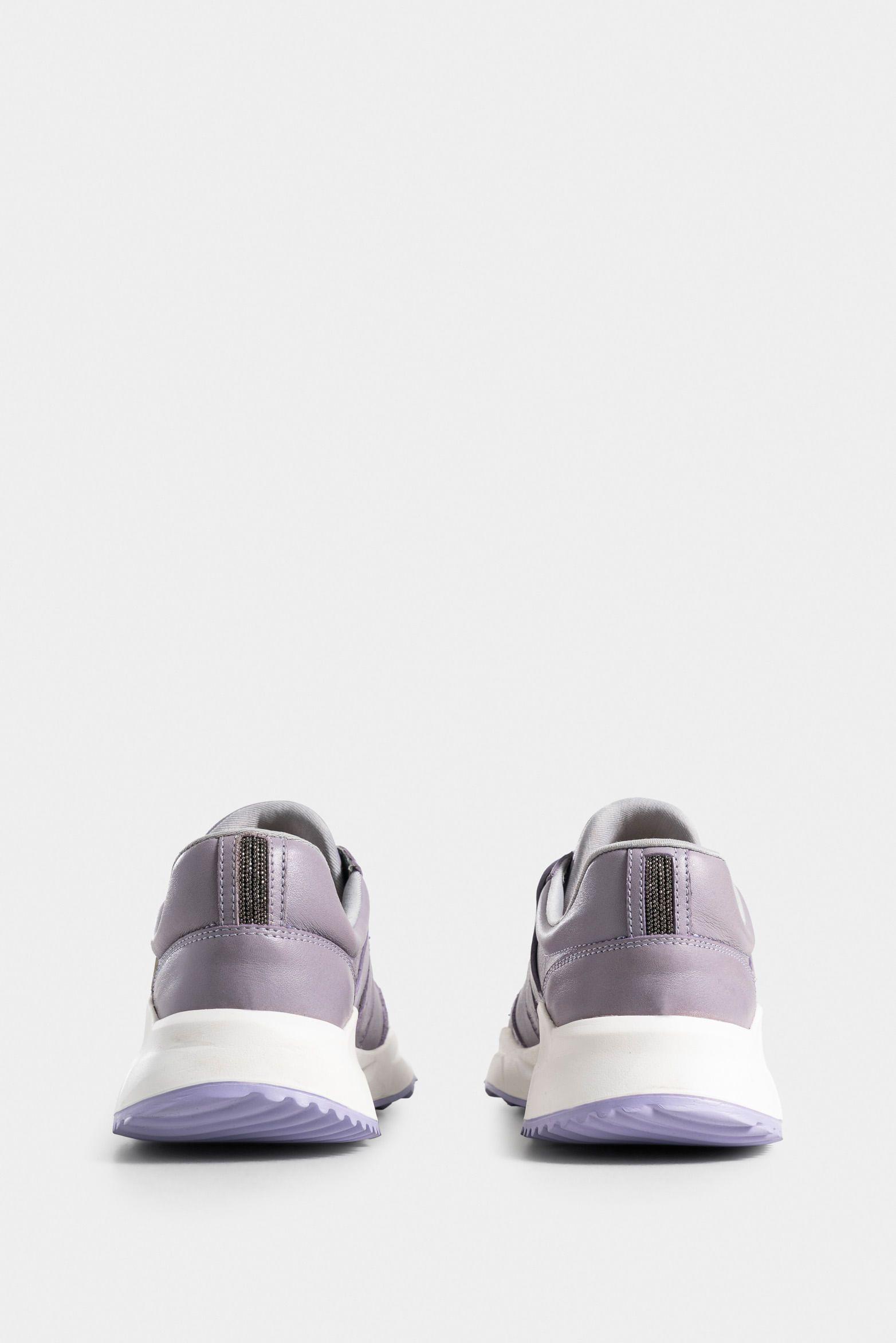 Zapatillas papyris de cuero para mujer cortes sobrepuestos Lila-2