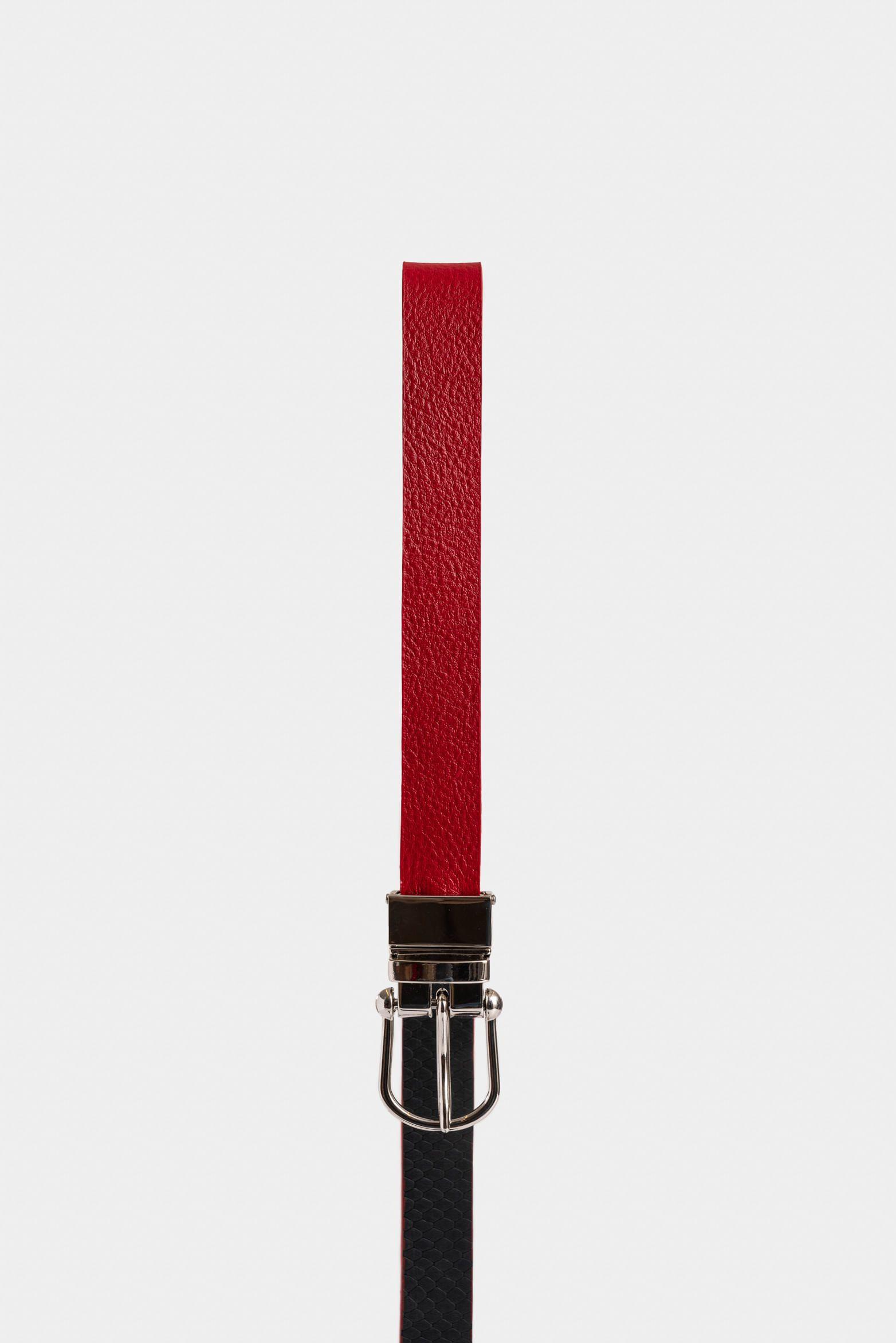 Cinturón doble faz eddiem de cuero para mujer grabado  rojo-1