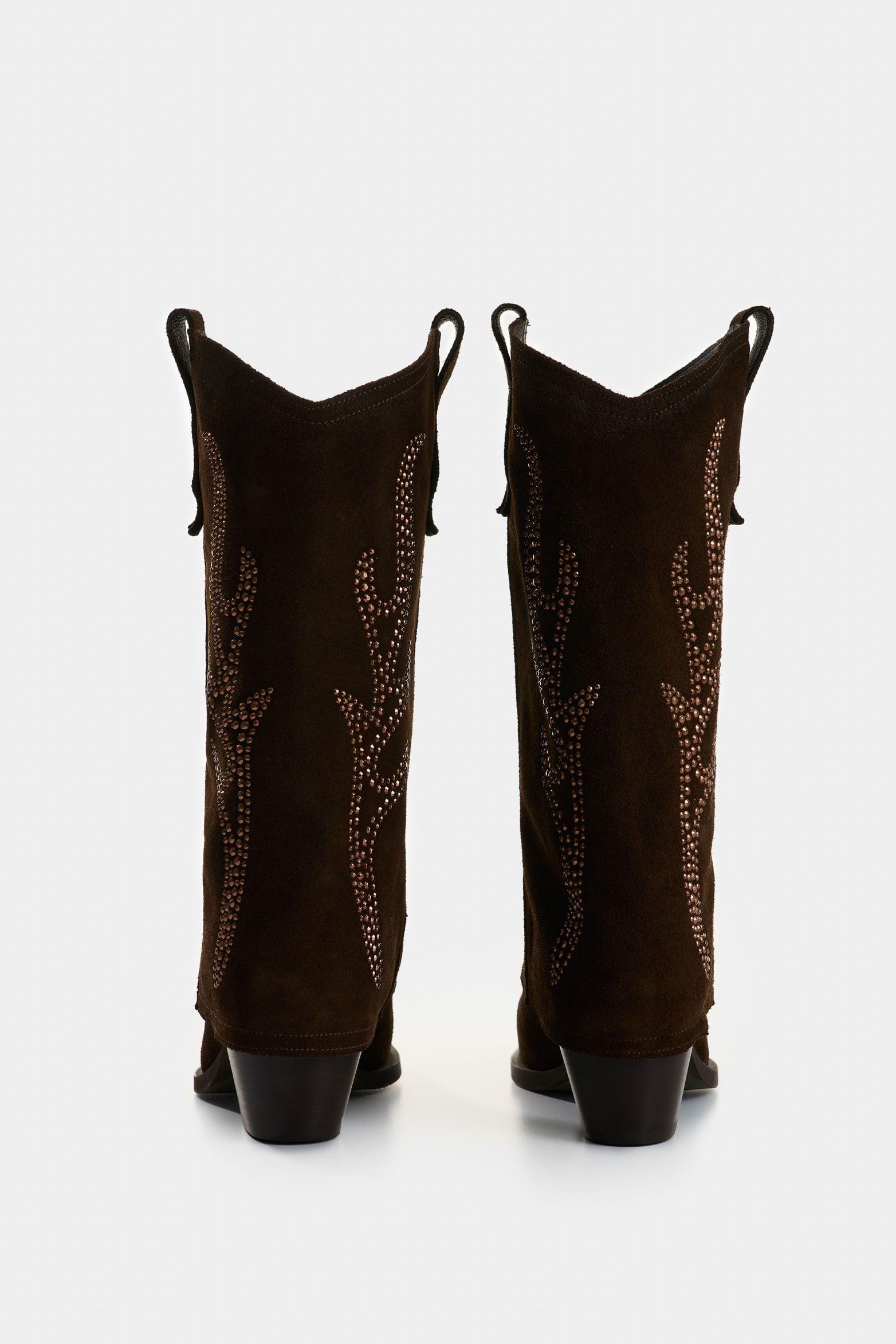 Vélez Botas De Cuero Gamuzado Para Mujer Hazel Cafe-2