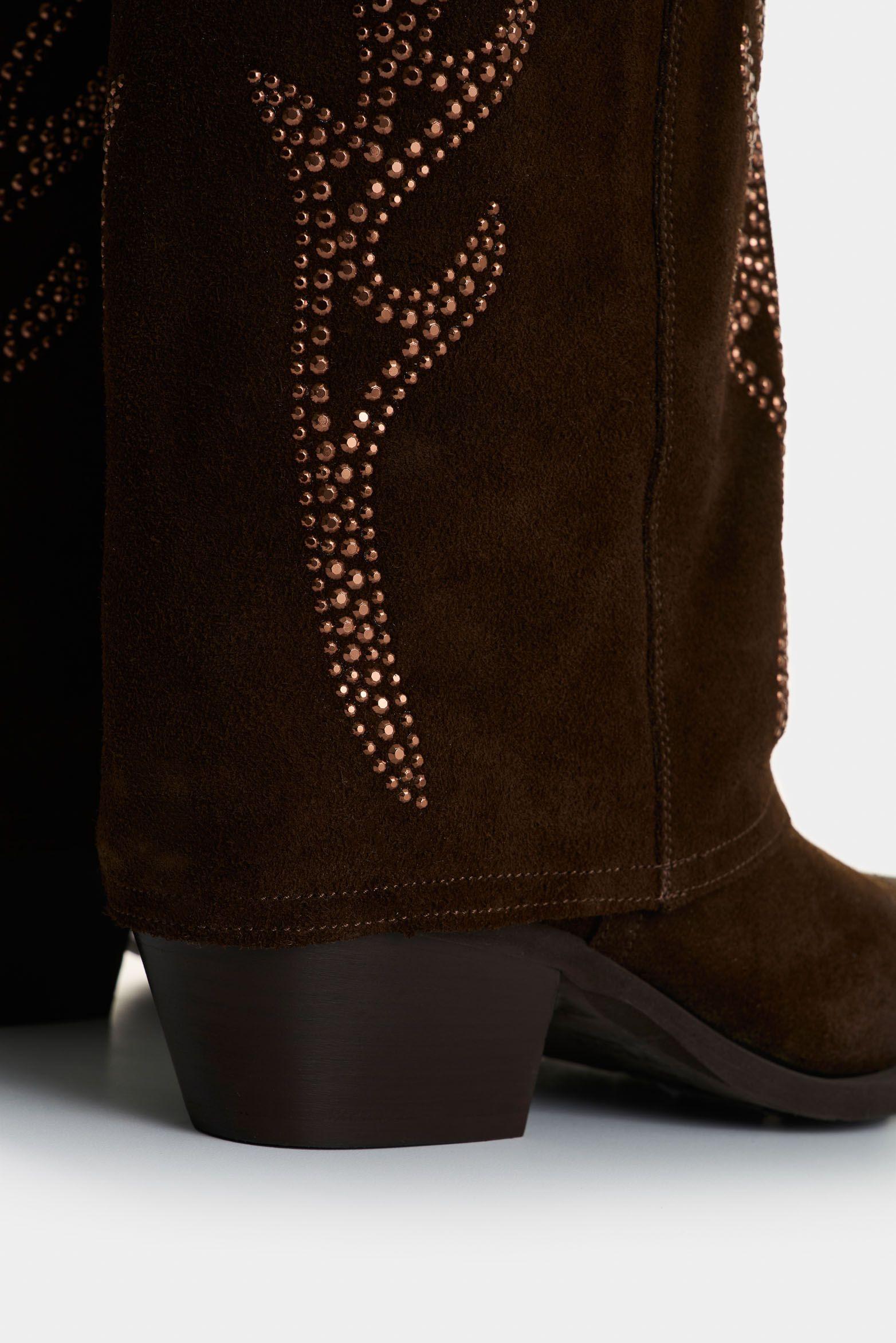 Vélez Botas De Cuero Gamuzado Para Mujer Hazel Cafe-4