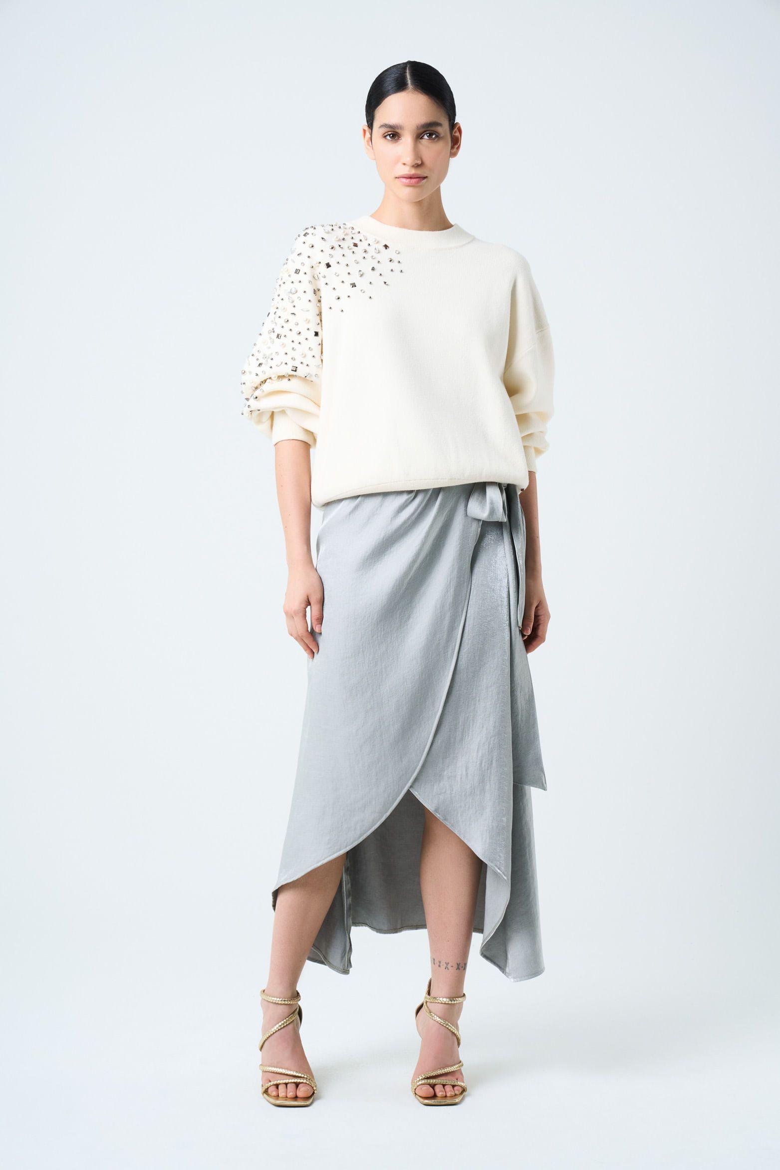 Sweater Ocaso tejido para mujer cristales crema-3