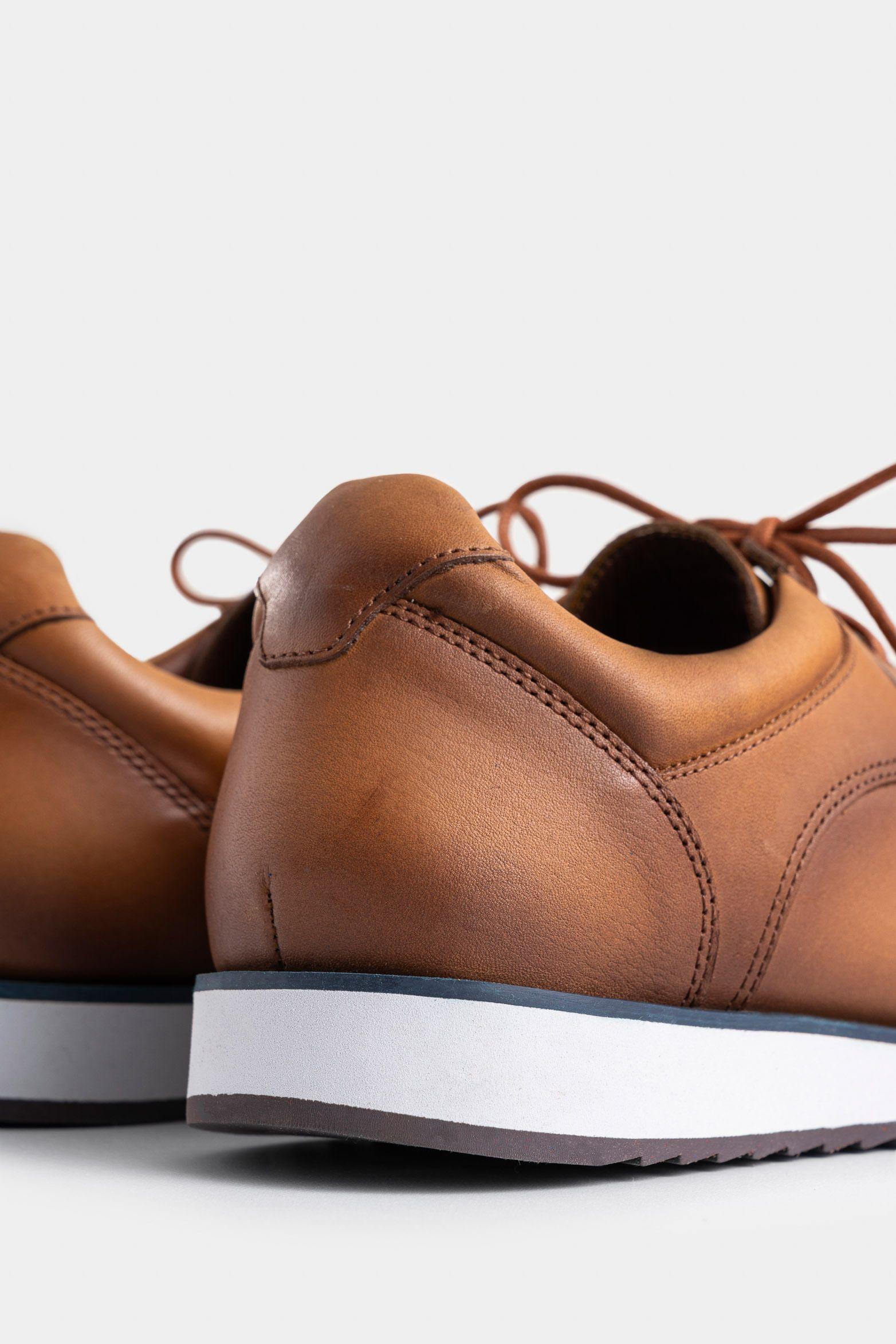 Zapatos cordón piero de cuero para hombre suela con apariencia deportiva miel-4