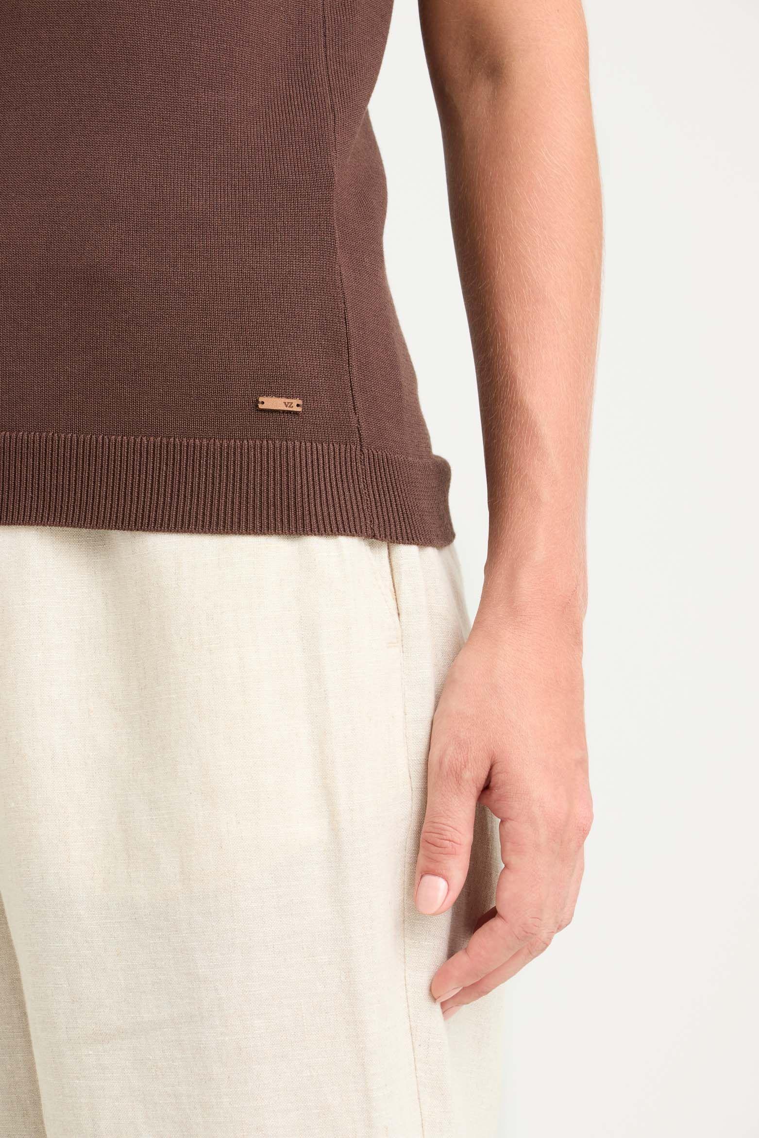 Vélez Top Tank Tejido Rectilíneo Para Mujer Manga Sisa Cafe-4