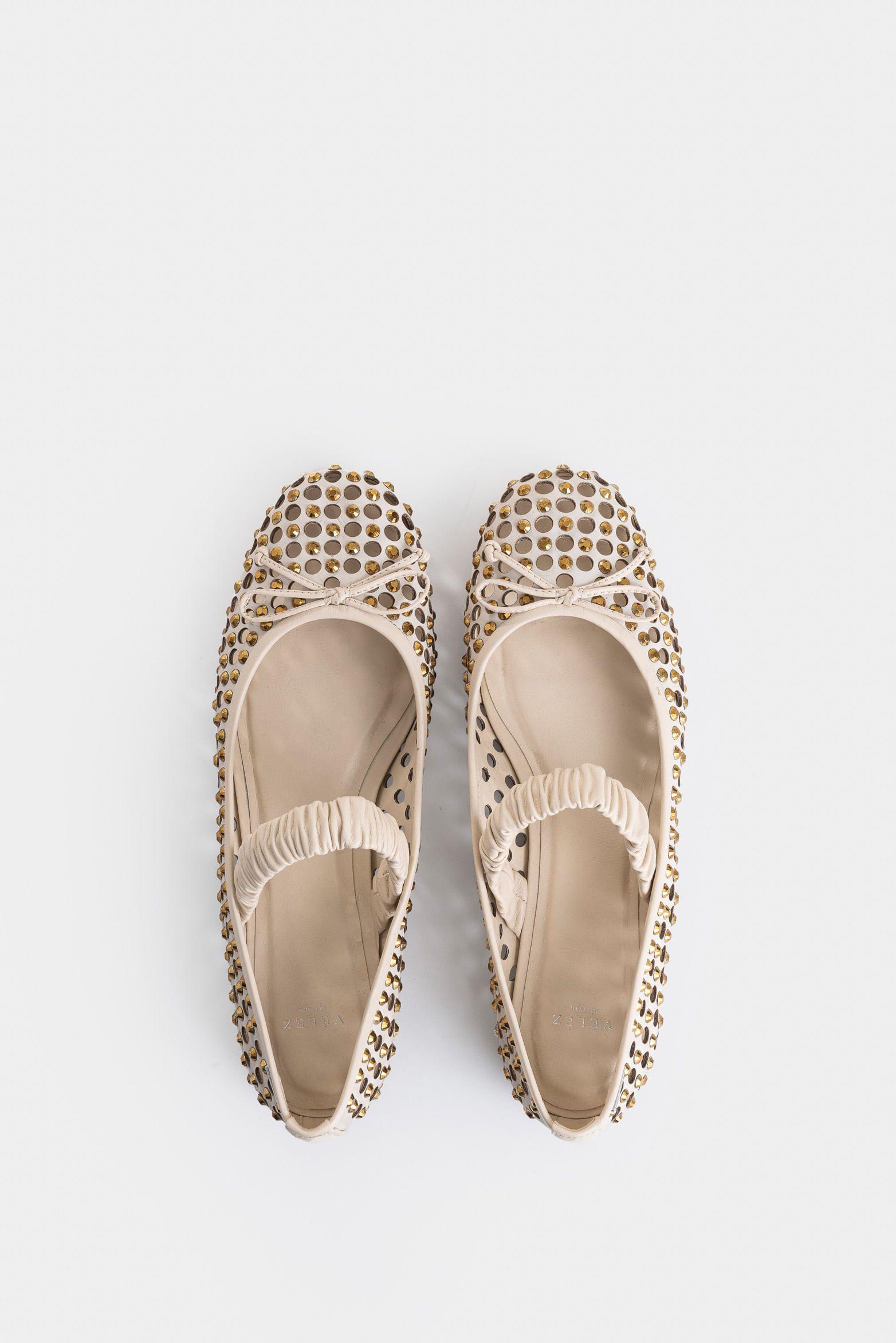 Vélez Ballerinas Lumen Cuero Mujer Talle Perforado Beige-3