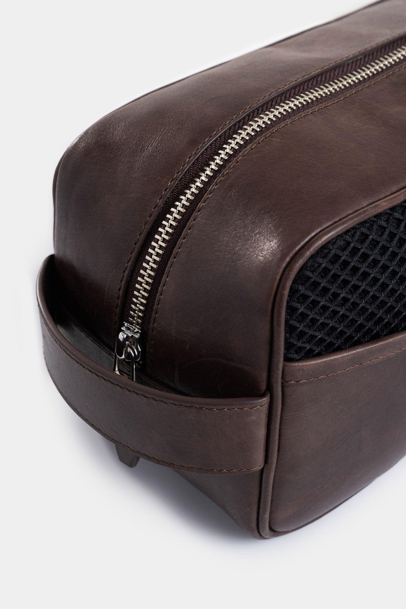 Organizador de viaje Lakost 2 de cuero para hombre efecto envejecido café-3
