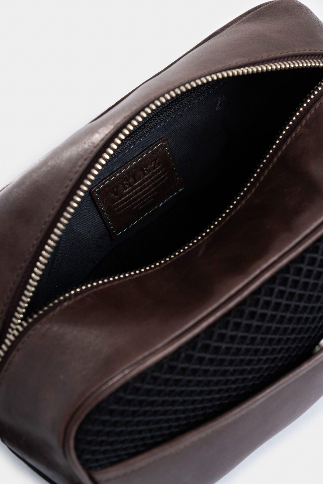 Organizador de viaje Lakost 2 de cuero para hombre efecto envejecido café-4