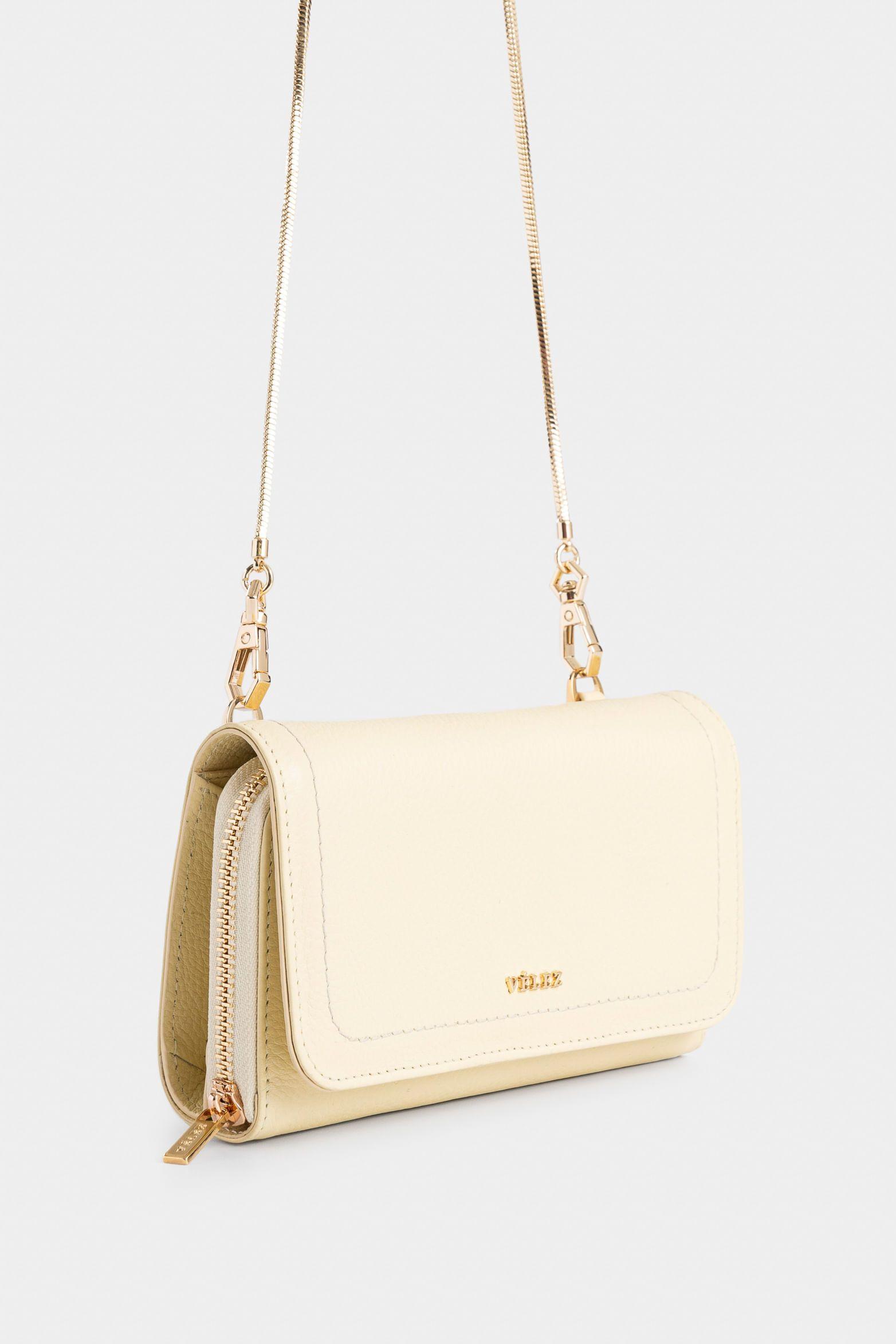 Vélez Billetera Palma Cuero Mujer Con Cadena Amarillo-1