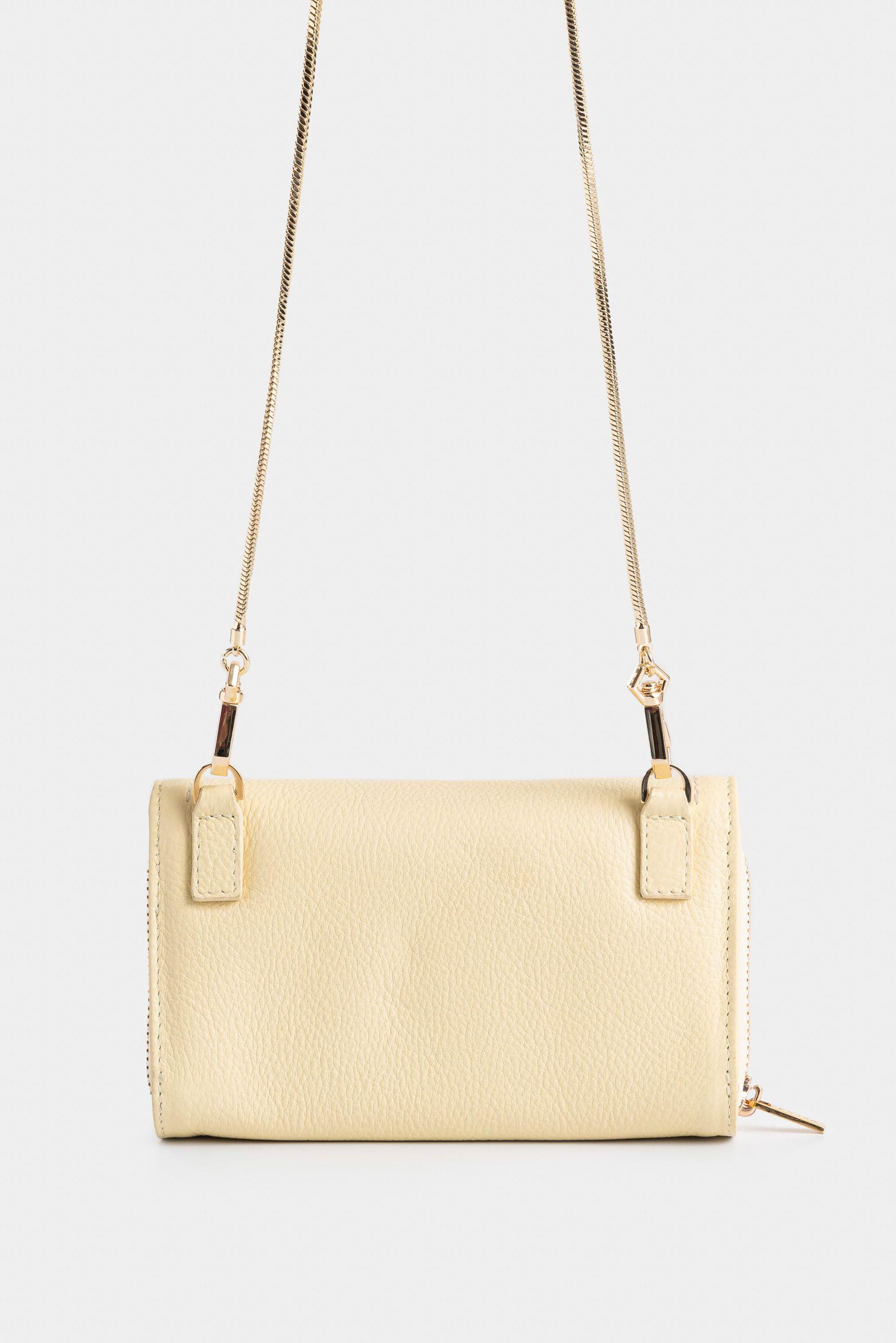 Vélez Billetera Palma Cuero Mujer Con Cadena Amarillo-2