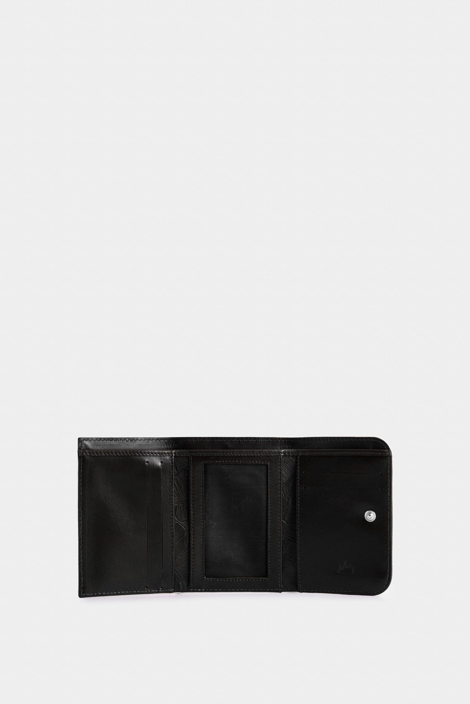 Billetera colory de cuero para mujer grabado placa palmeras negro-1