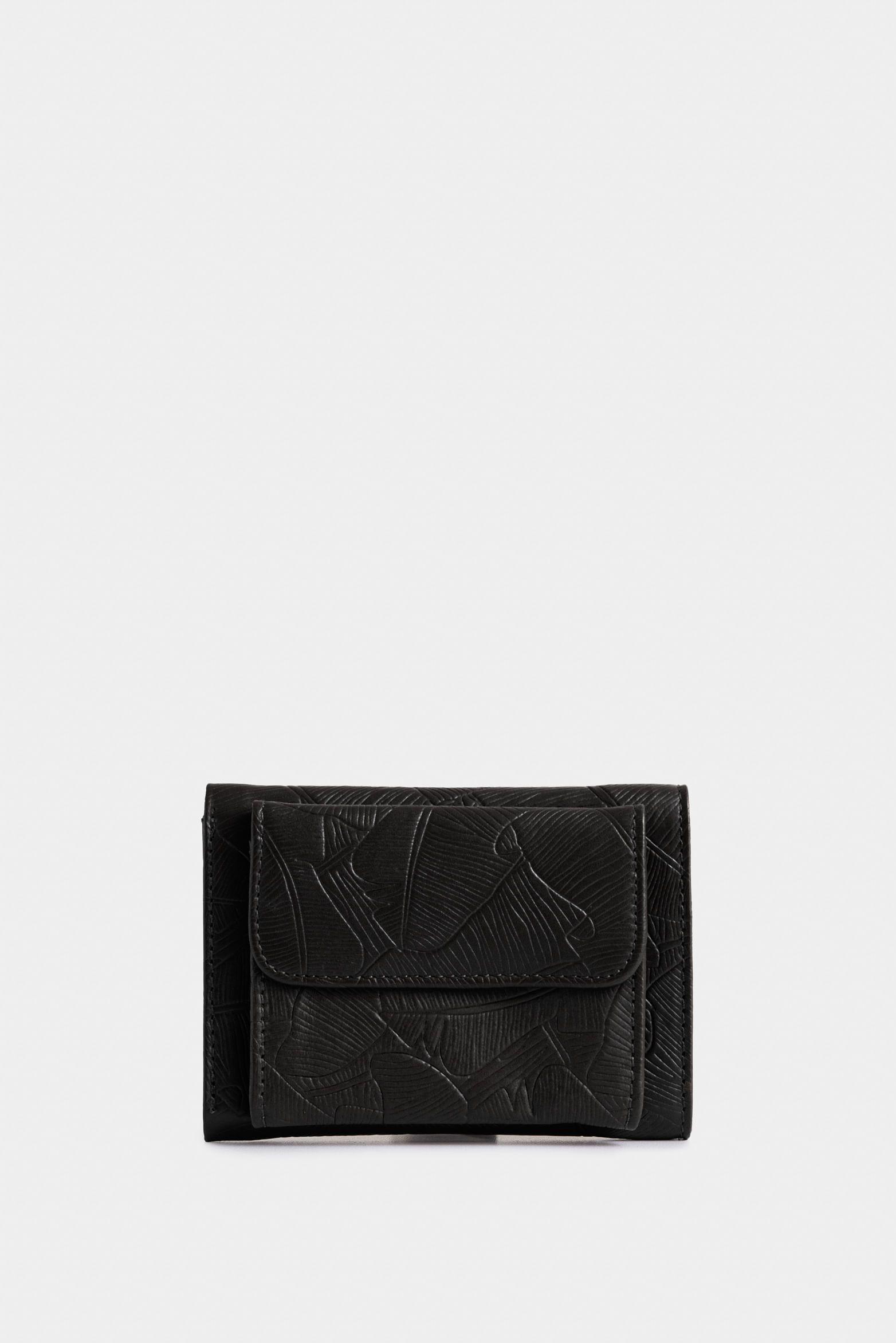 Billetera colory de cuero para mujer grabado placa palmeras negro-2