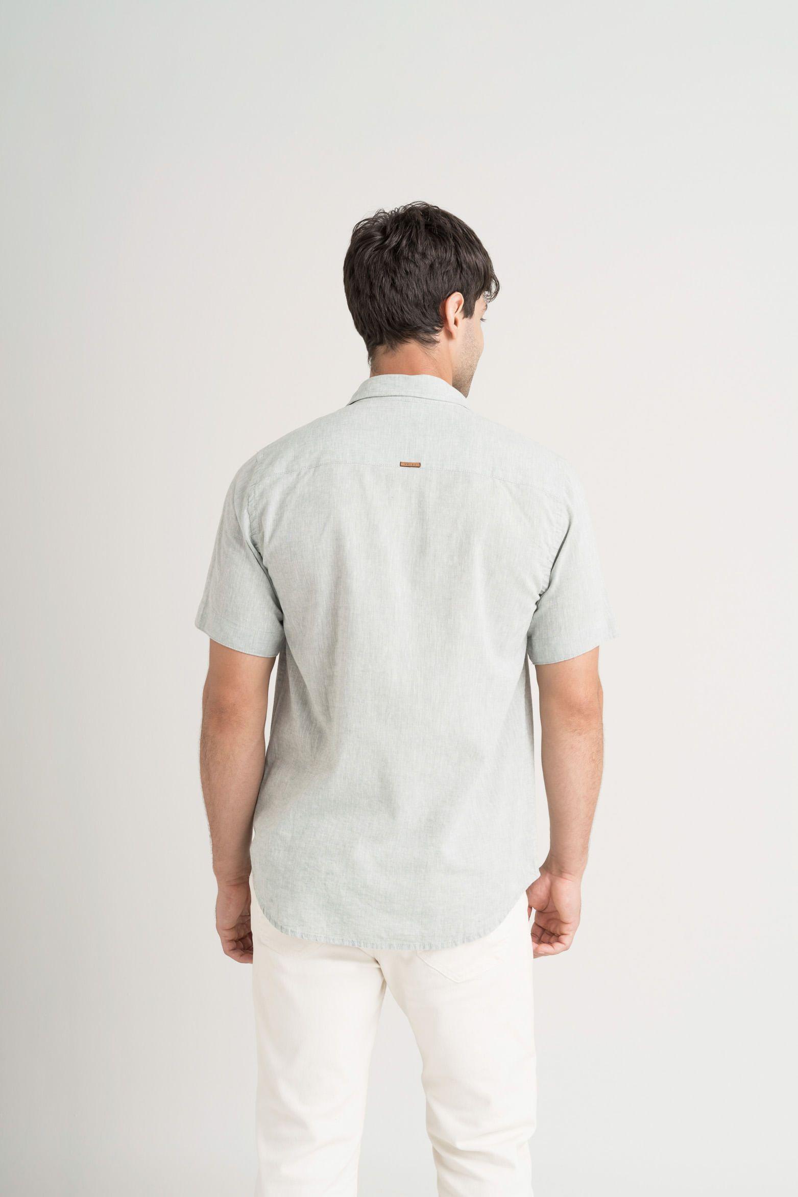 Vélez Camisa Semi Lino Caribe Hombre Manga Corta Agua Marina-5