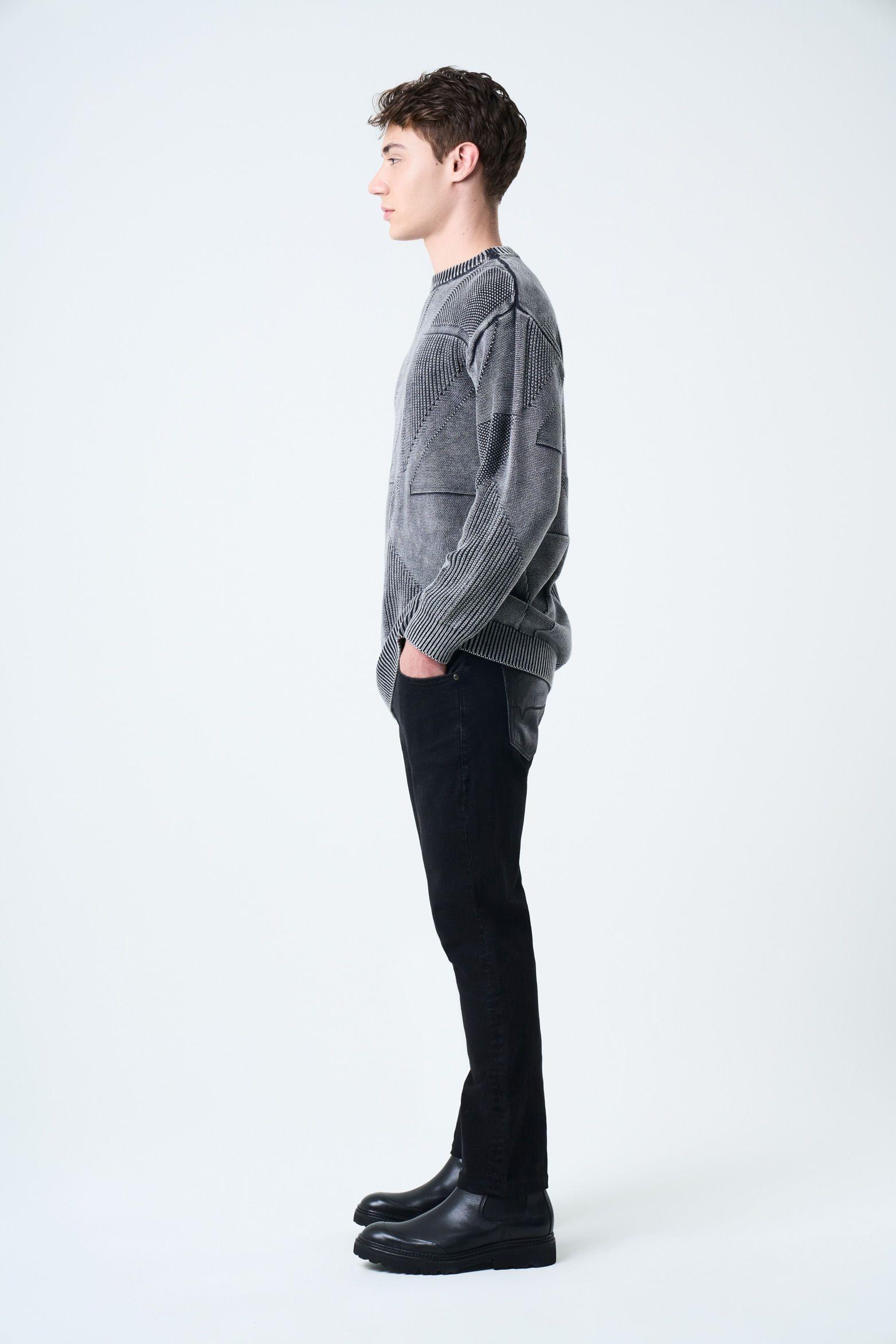 Sweater tejido Triángulos para hombre semi ajustado gris-1