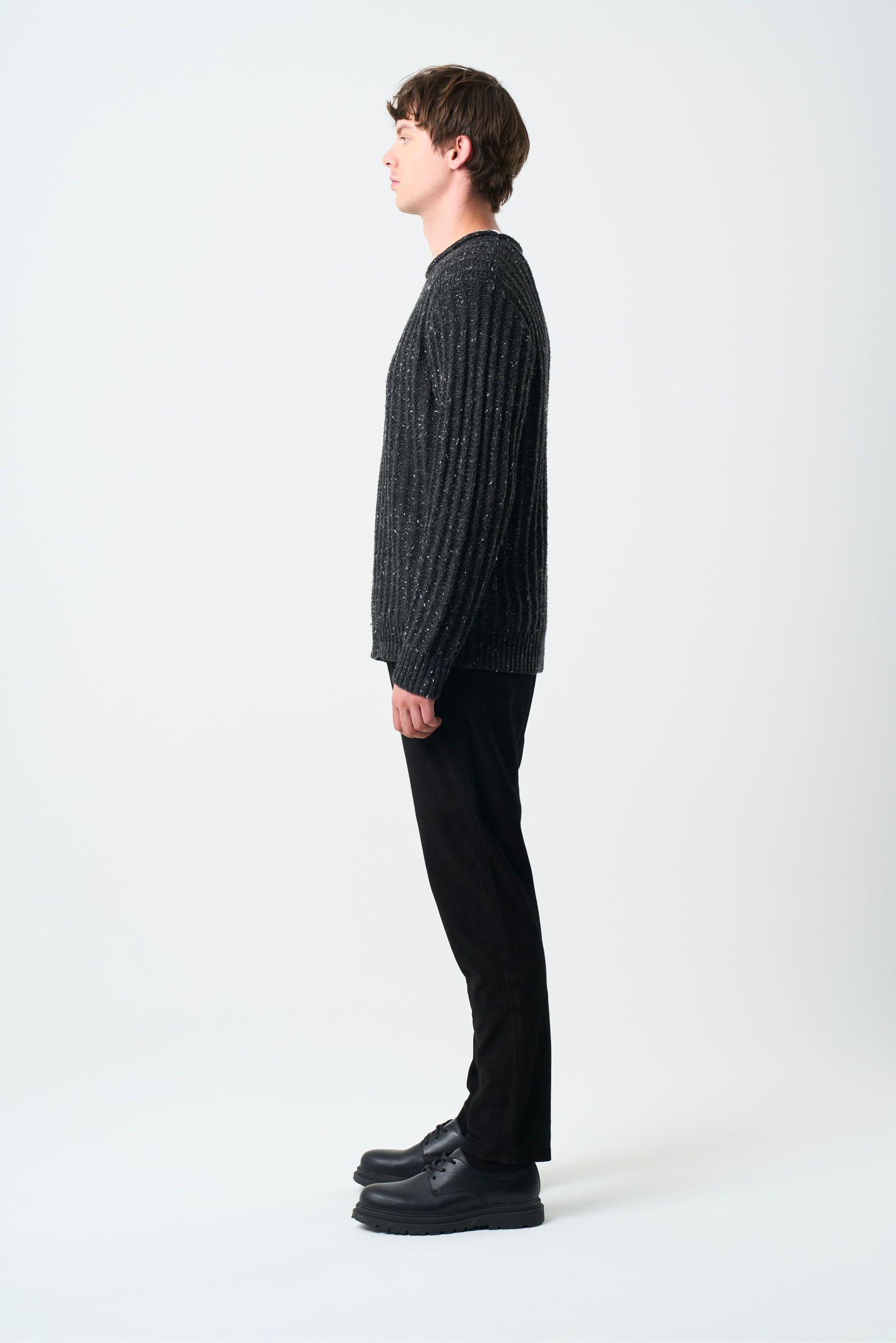Vélez Sweater Selva Tejido Para Hombre Cuello Bandeja Negro-1