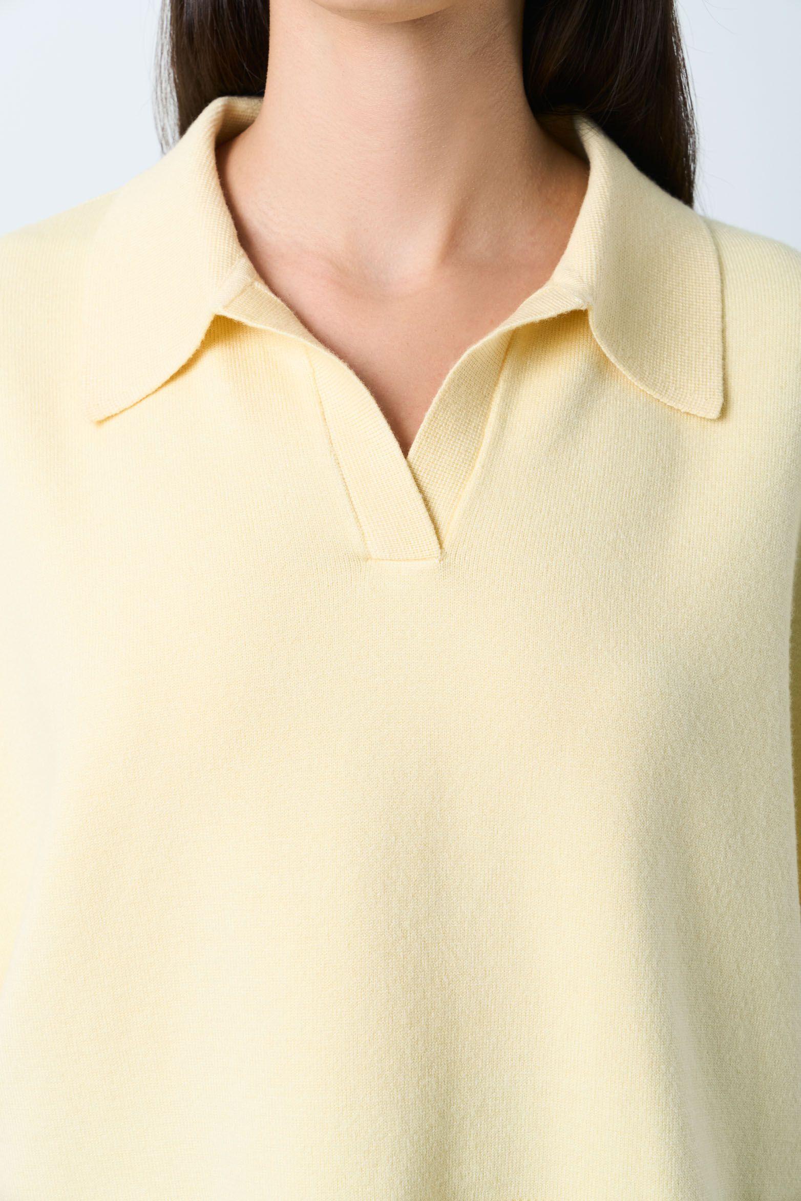 Vélez Polo Bora Tejida Para Mujer Silueta Boxy Amarillo-5