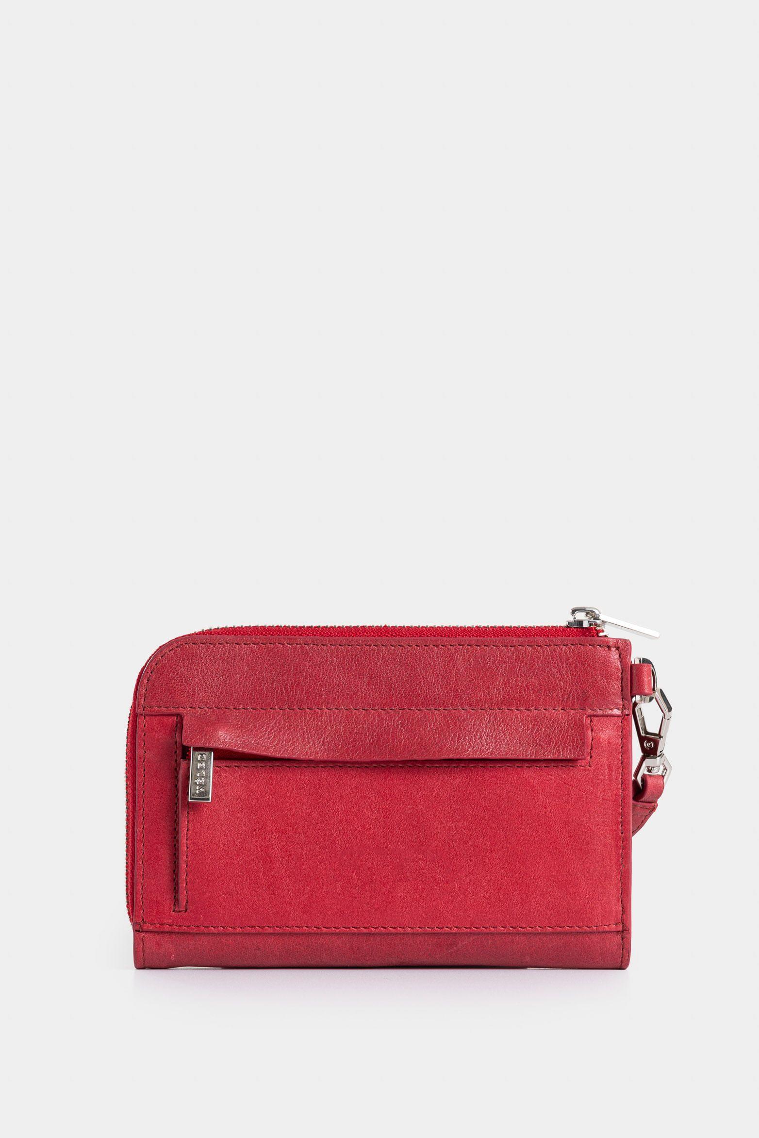 Vélez Billetera Holi De Cuero  Mujer Manija Removible Rojo-2