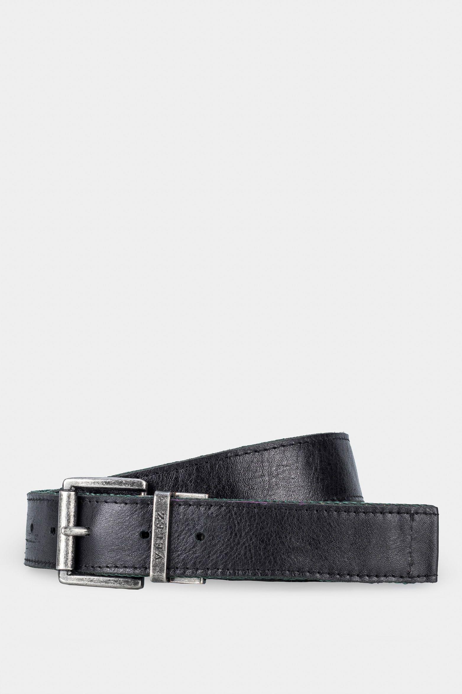 Vélez Cinturón Doble Faz Roma Cuero Por Reata Mujer Acabado Rústico Negro-0