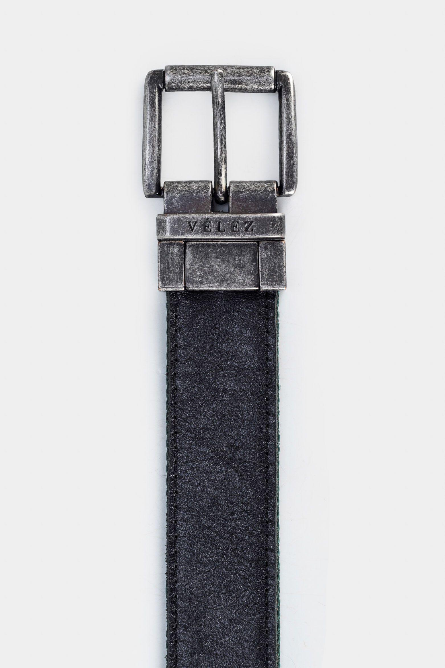 Vélez Cinturón Doble Faz Roma Cuero Por Reata Mujer Acabado Rústico Negro-2