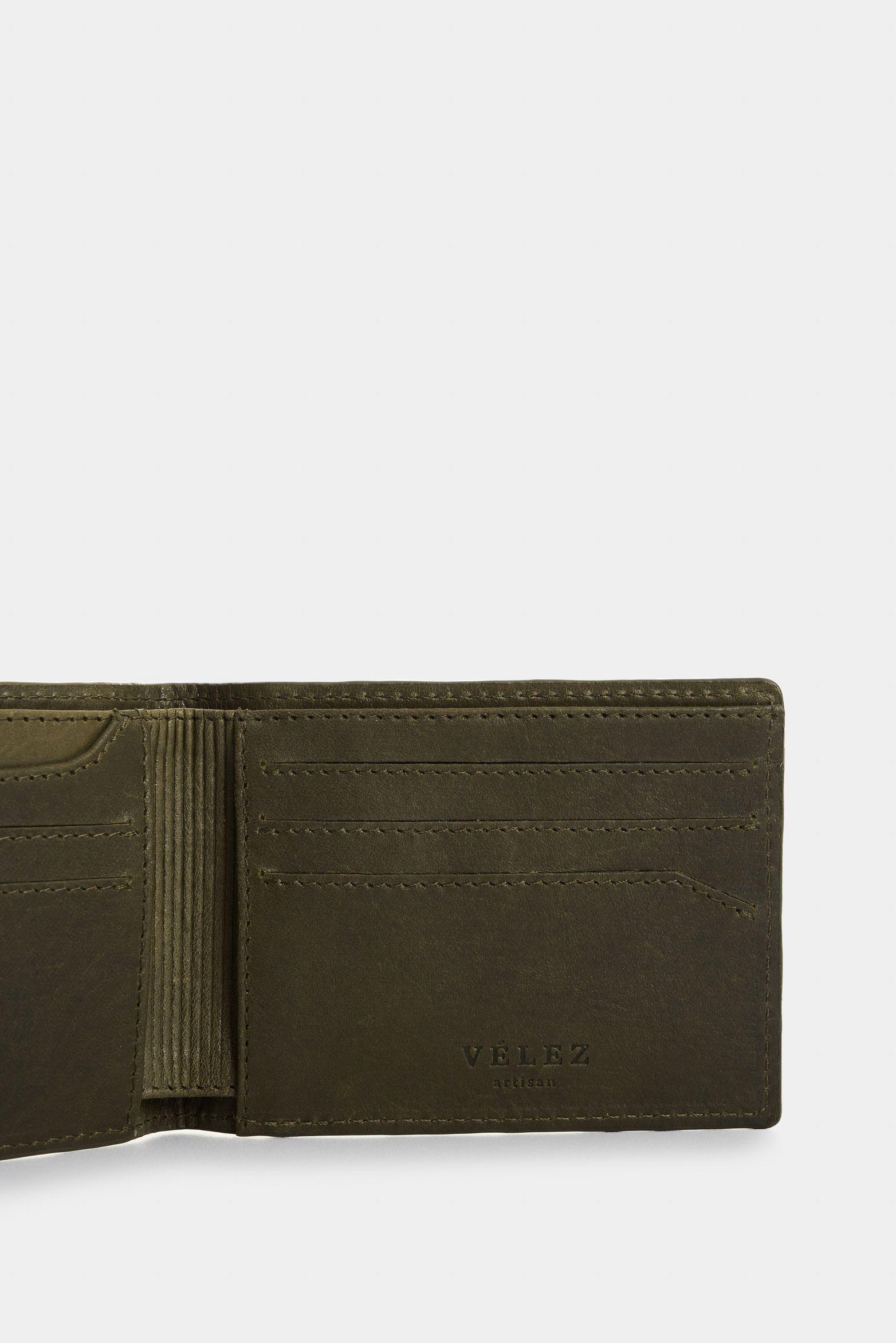 Vélez Billetera De Cuero Grabado  Hombre Astra Verde Oliva-4