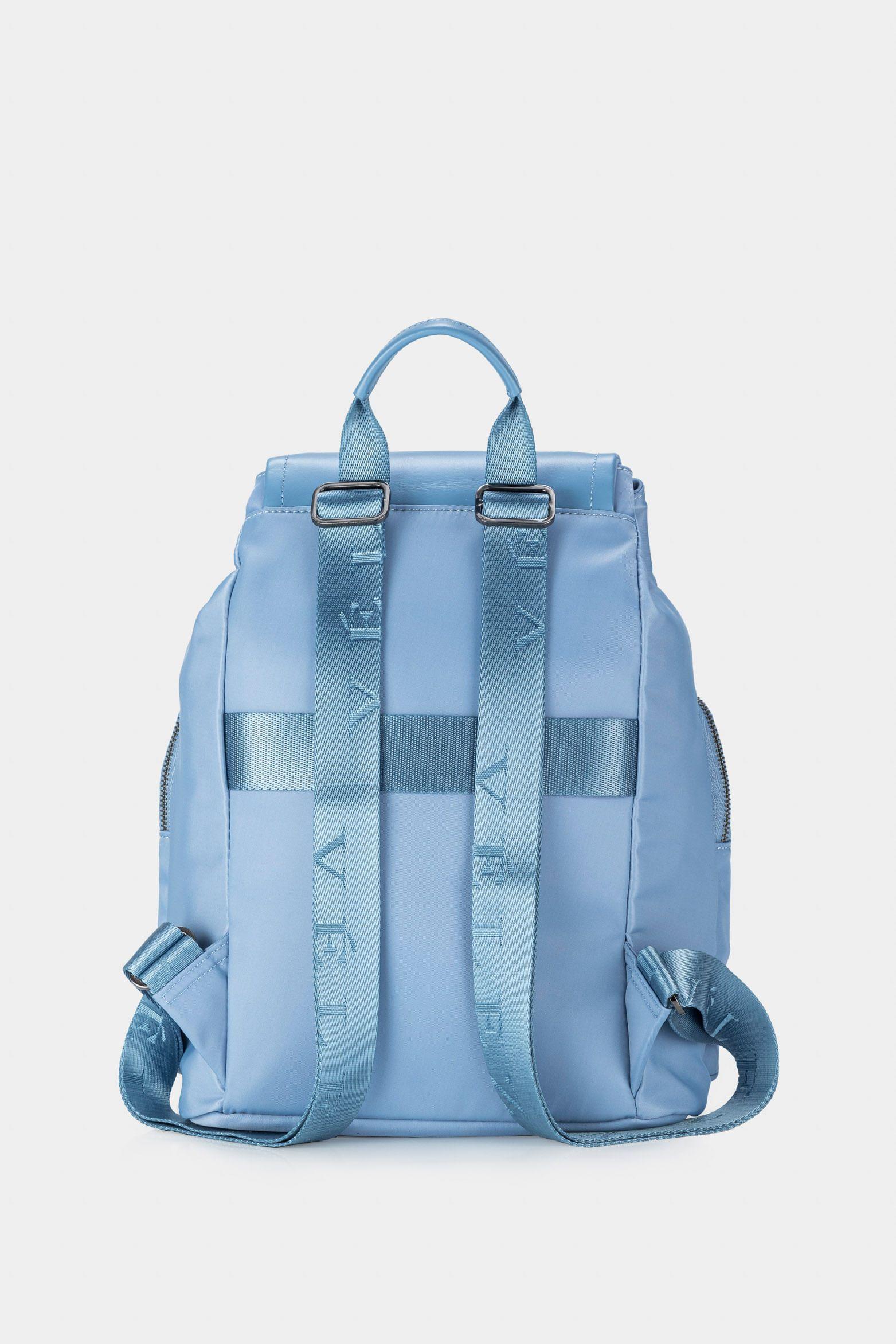 Vélez Mochila Ibiza Cuero Y Lona Reciclado Mujer Azul Claro-2