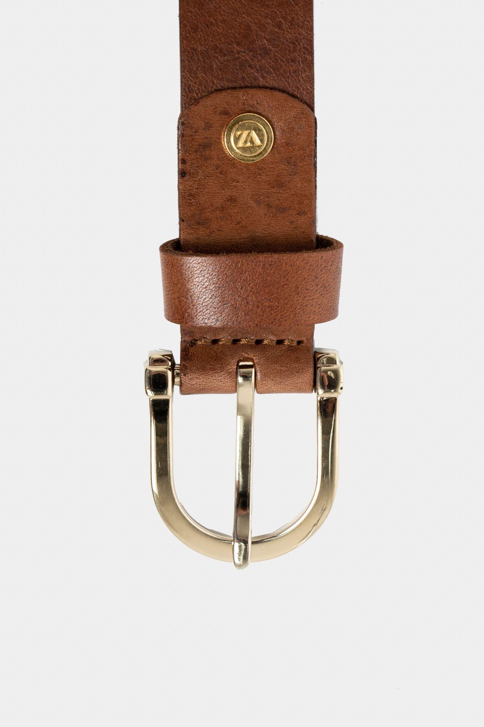 Cinturón unifaz de cuero liso Miel-2