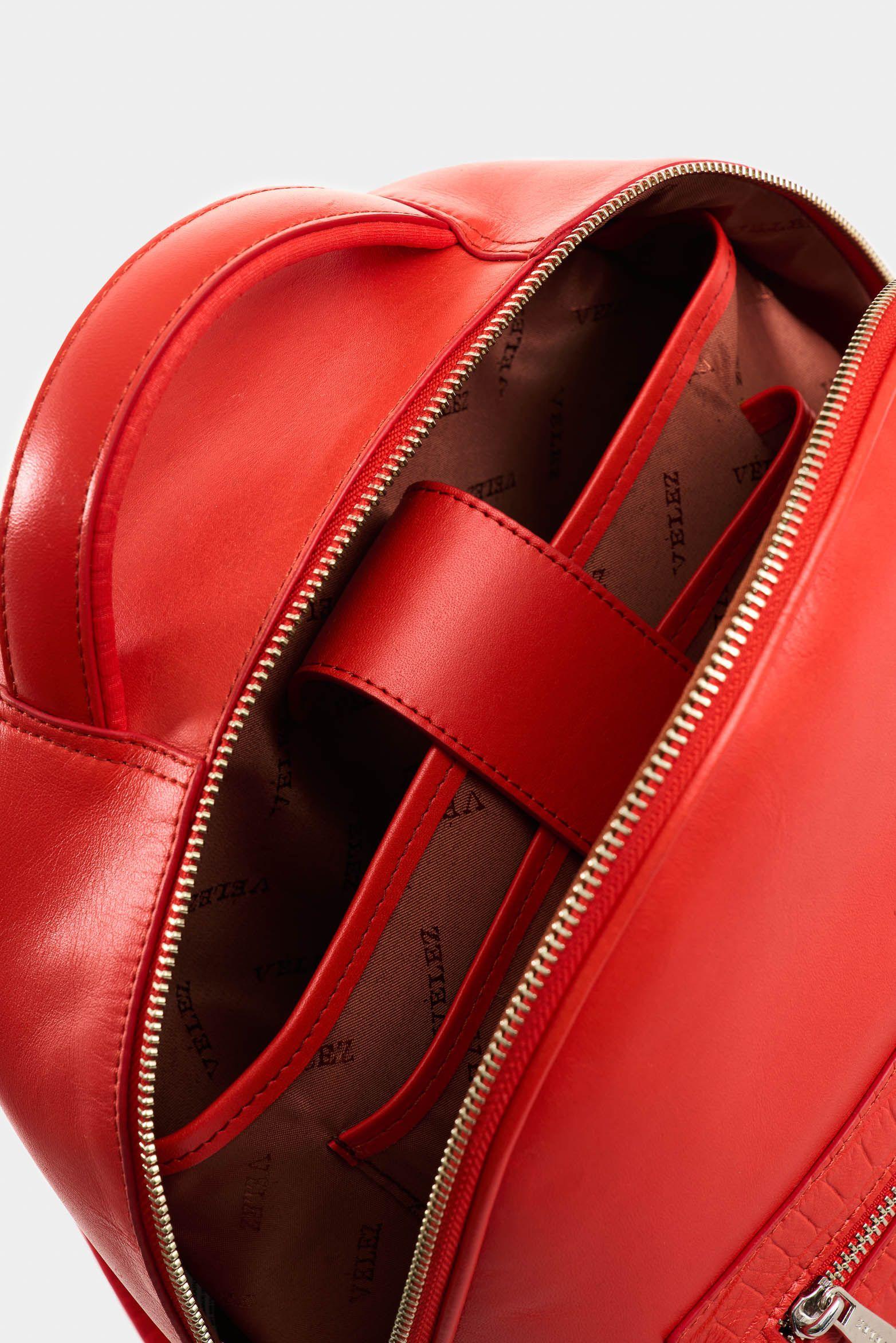 Vélez Morral De Cuero Grabado  Mujer Floral Rojo-4