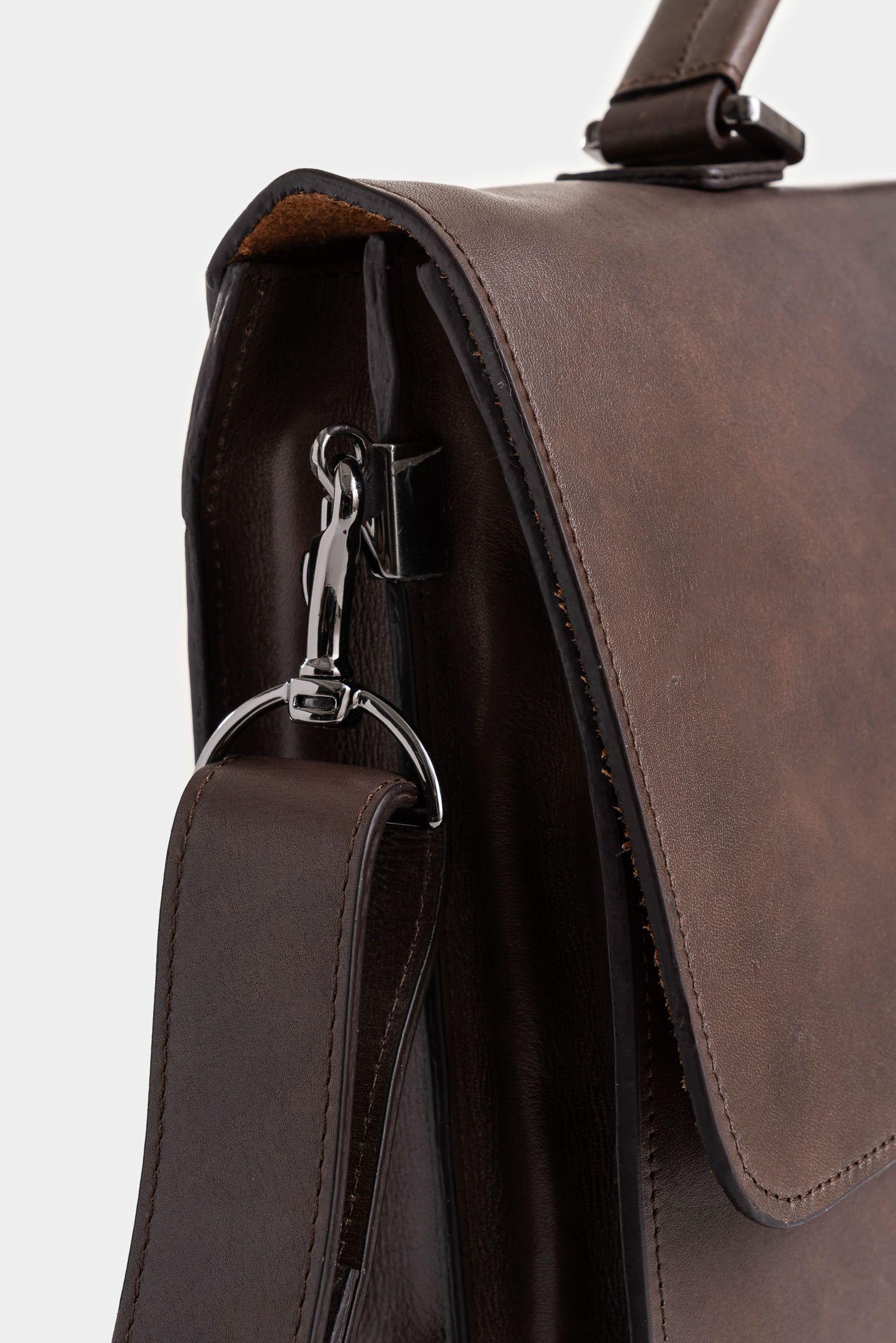 Maletín portátil aperto de cuero para hombre Cafe-3