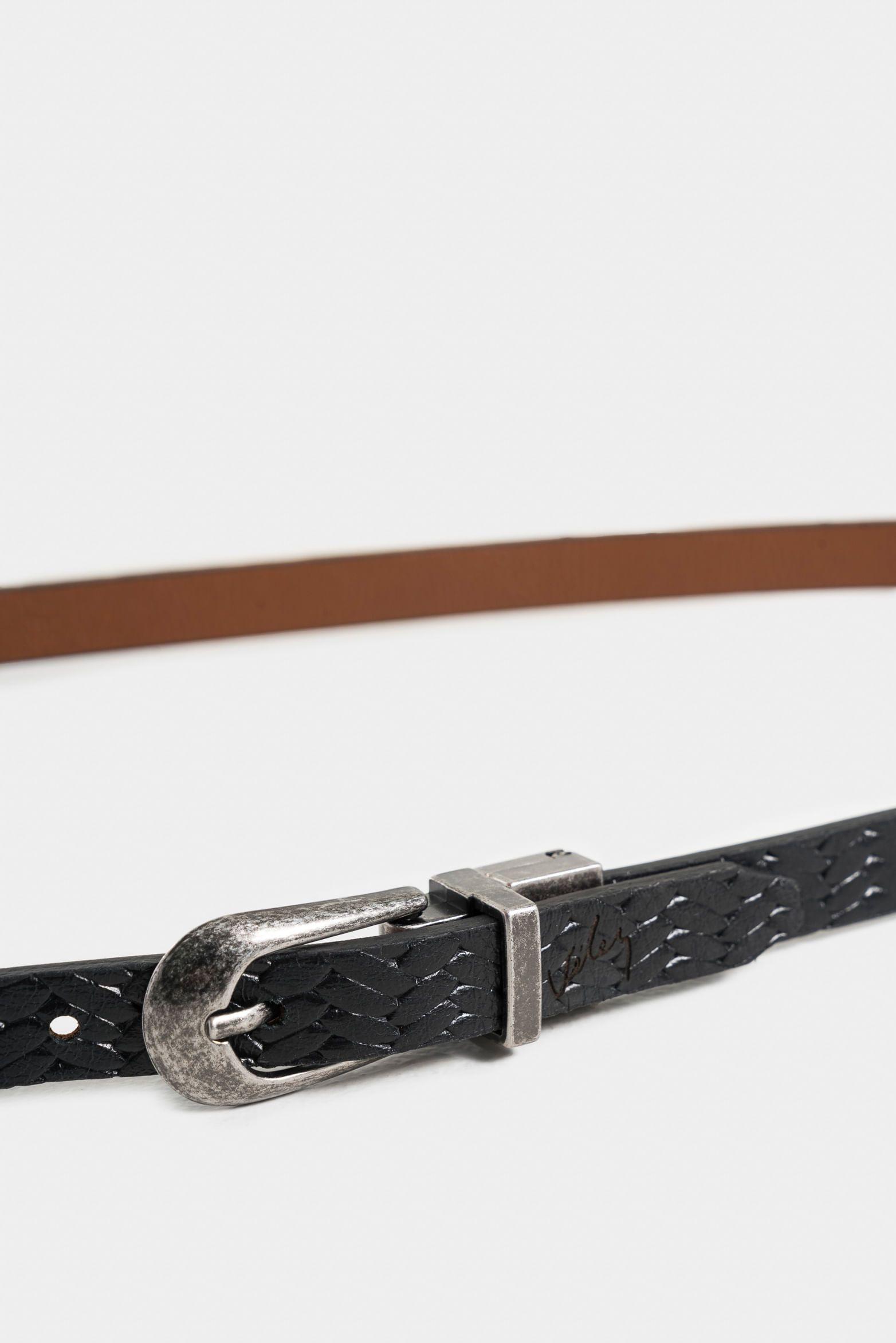 Vélez Cinturón Doble Faz Vega Cuero Mujer Puntera Heagonal Negro-3