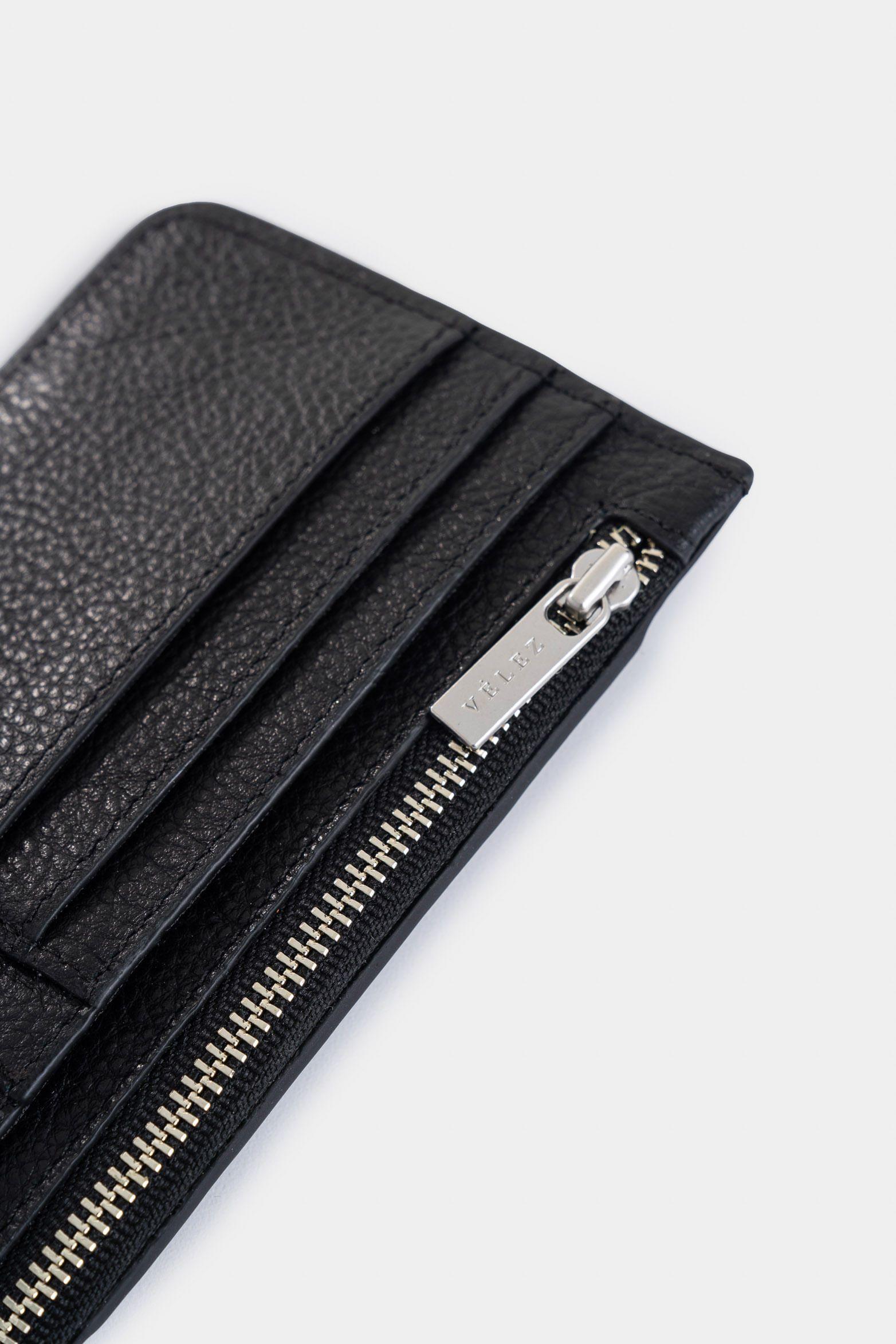 Porta documentos Aventurina de cuero para mujer bolsillo monedero negro-4